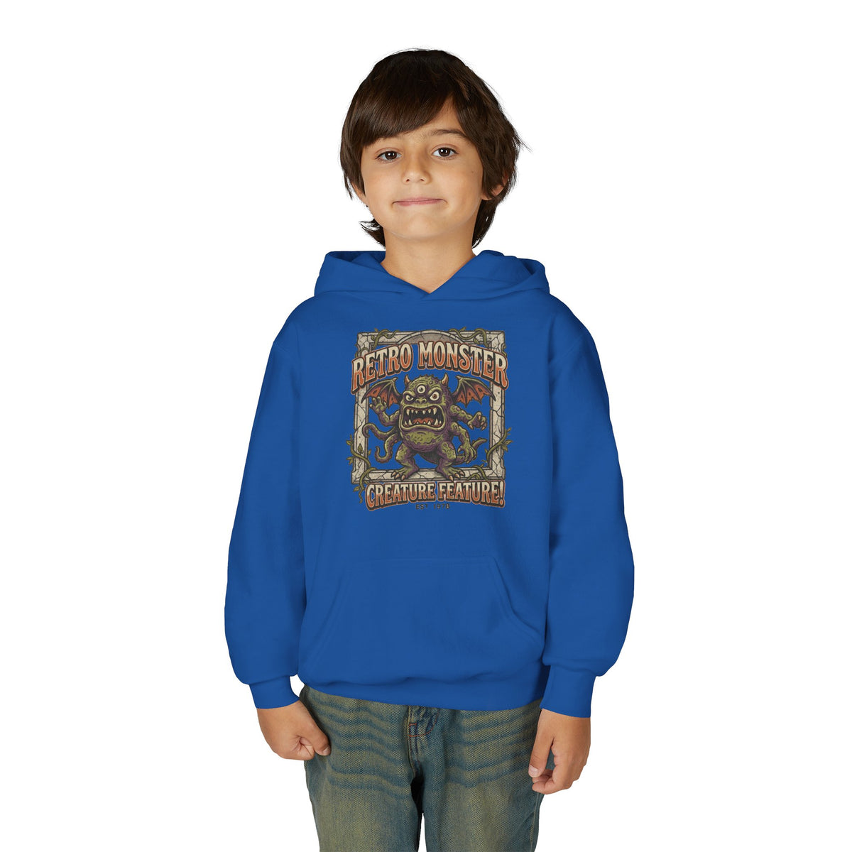 Youth Hoodie — "Retro Monster: Creature Feature" Graphic Pullover