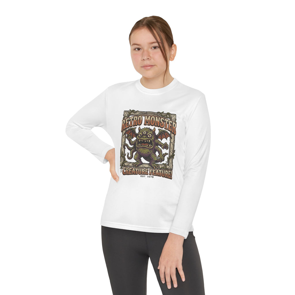 Youth Long Sleeve Tee — Retro Monster "Creature Feature" Graphic