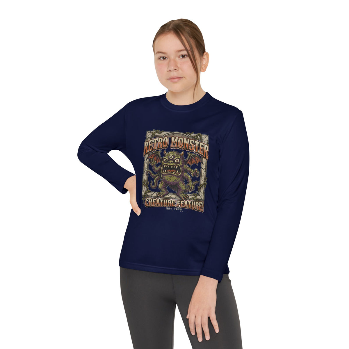 Youth Long Sleeve Tee — Retro Monster "Creature Feature" Graphic
