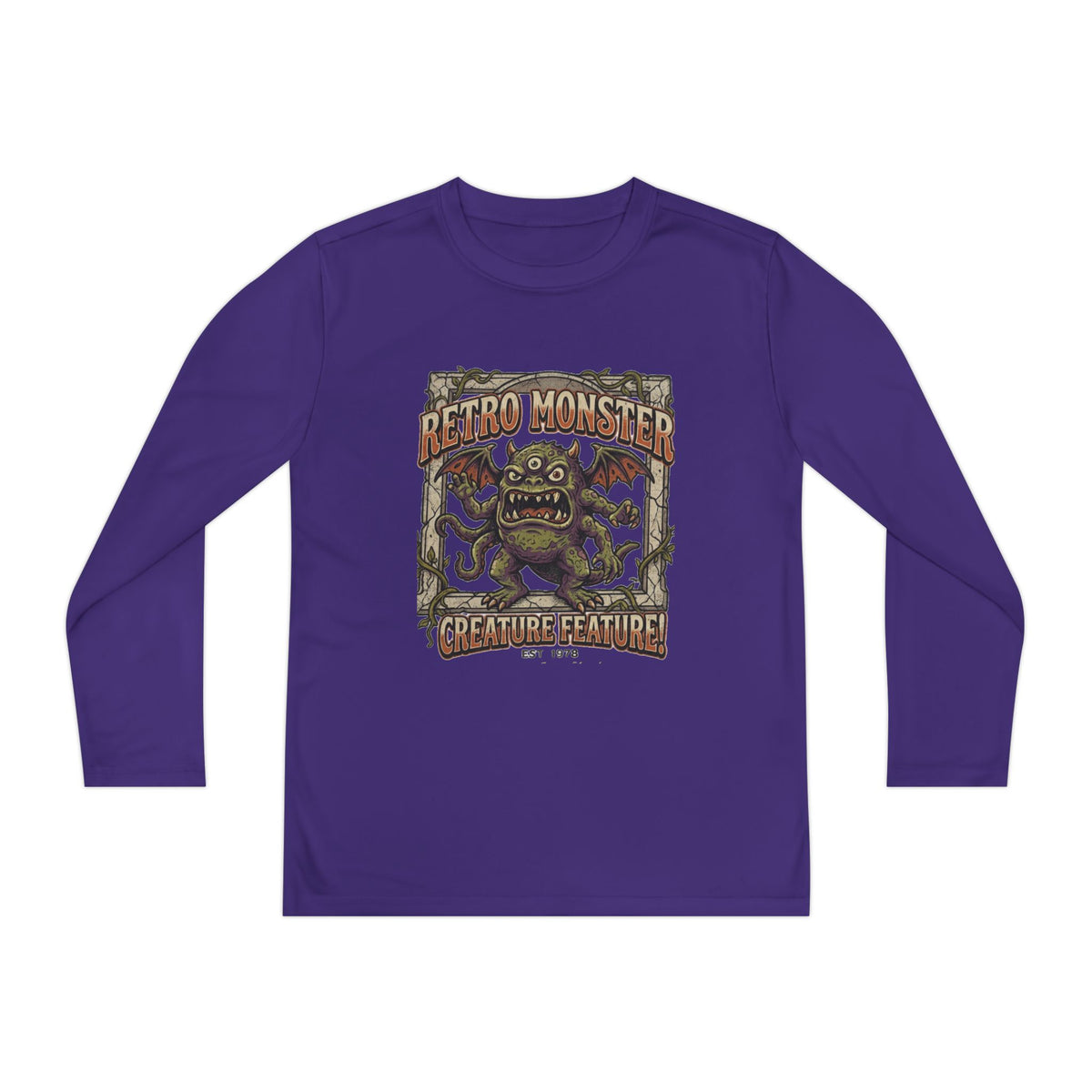 Youth Long Sleeve Tee — Retro Monster "Creature Feature" Graphic