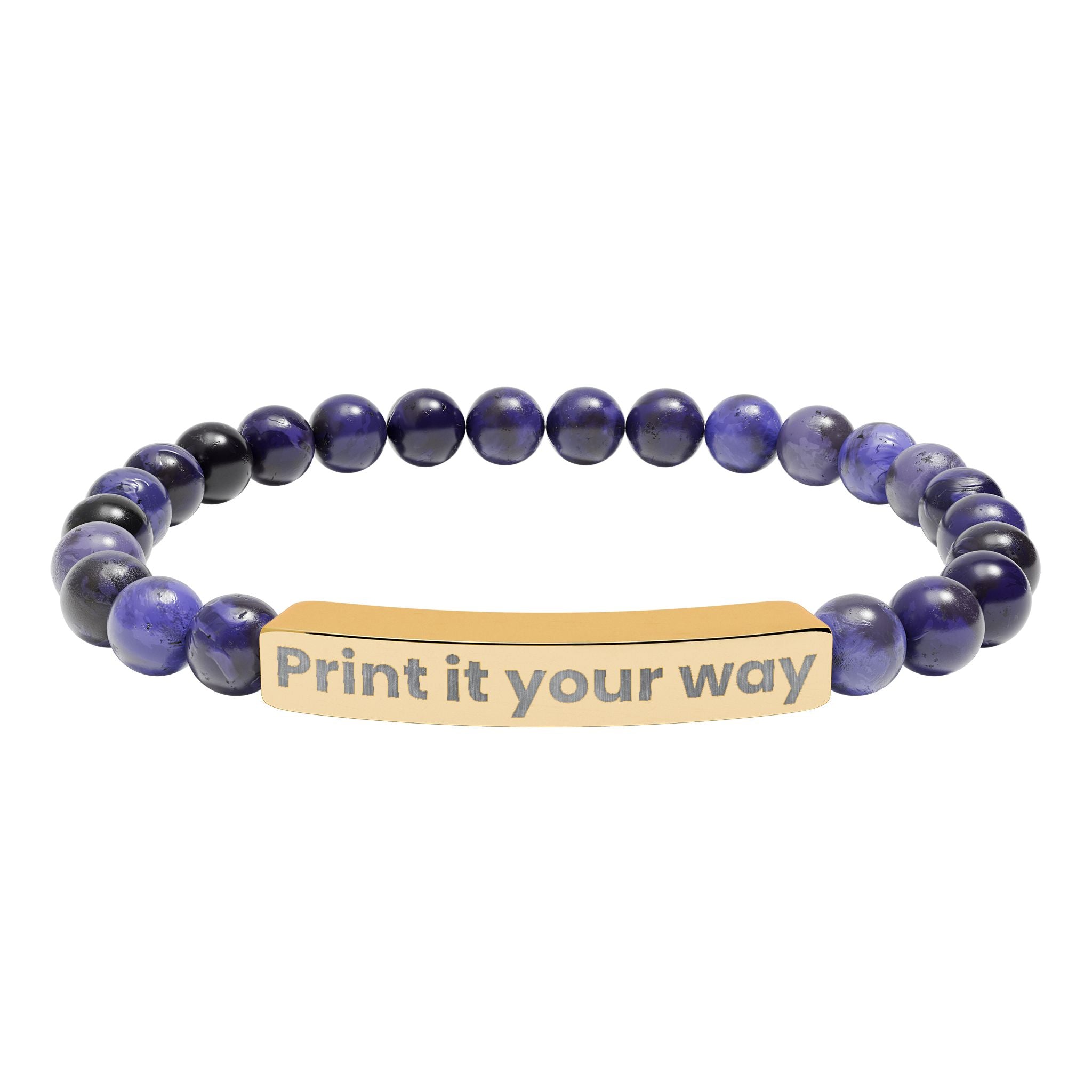 Engravable Natural Stone Stretch Bar Bracelet — Custom Message Beaded Bracelet
