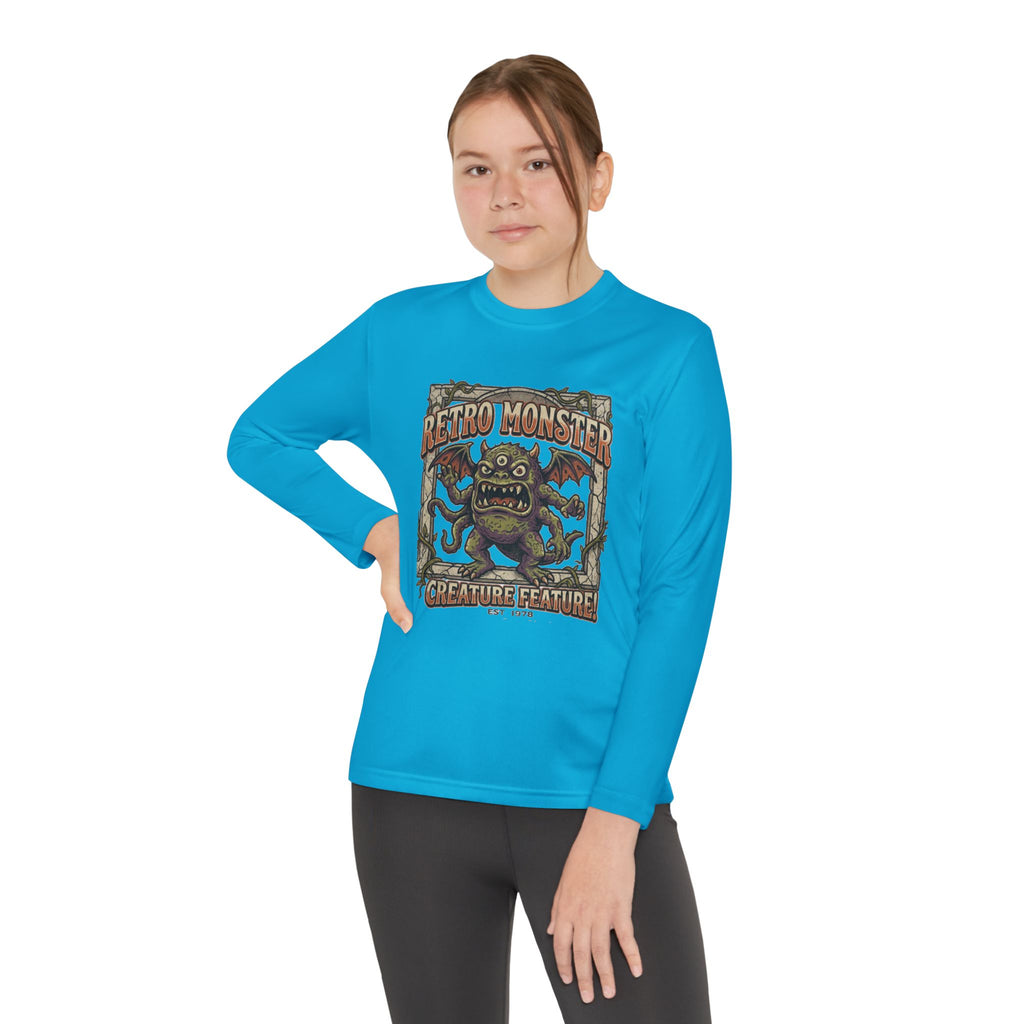 Youth Long Sleeve Tee — Retro Monster "Creature Feature" Graphic
