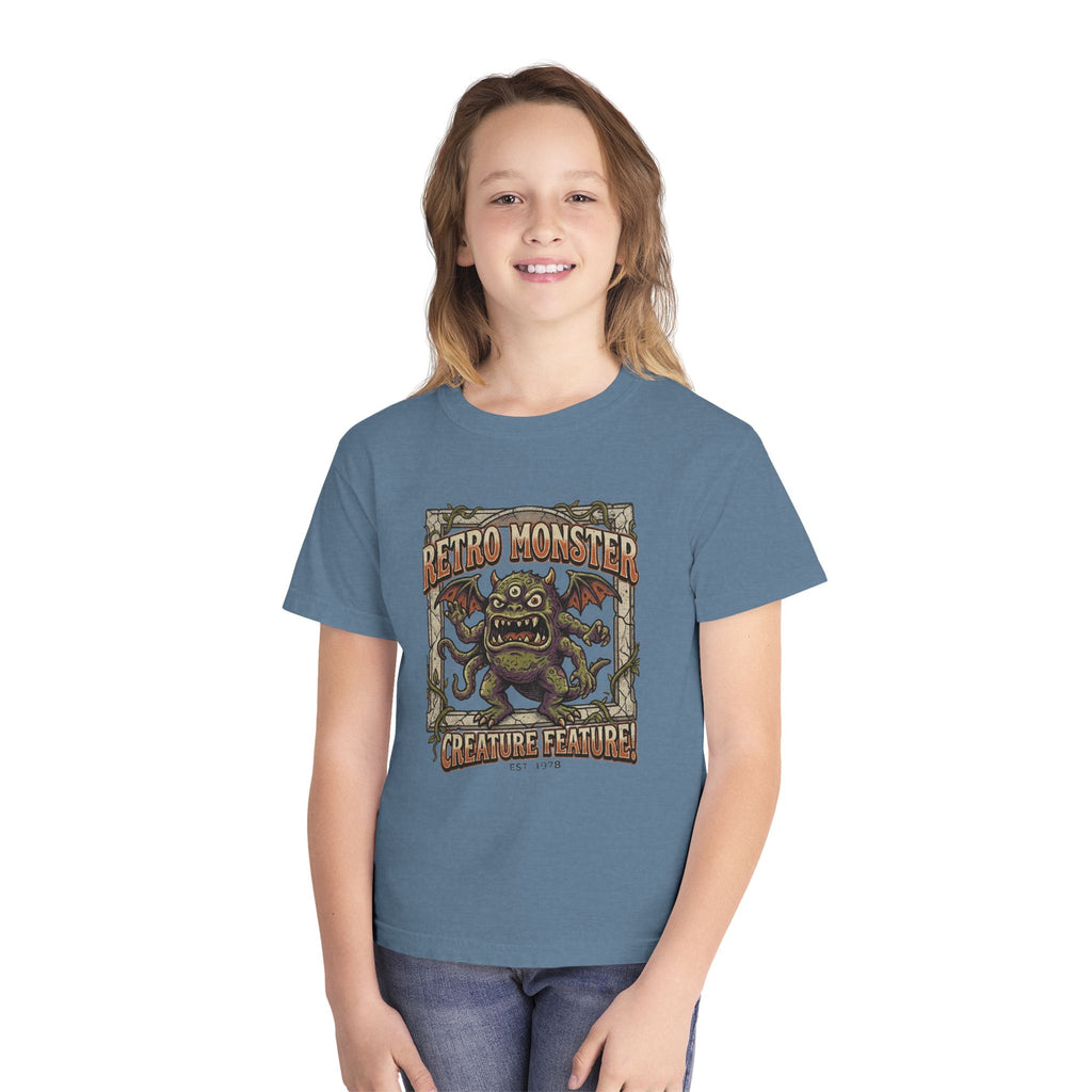 Retro Monster Youth Tee - 'Creature Feature' Vintage Graphic Kids Shirt