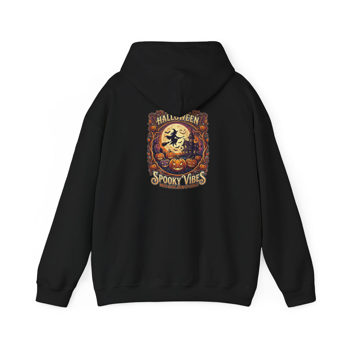 Halloween Pumpkin Hoodie — Happy Halloween Vintage Witch & Spooky Vibes Pullover
