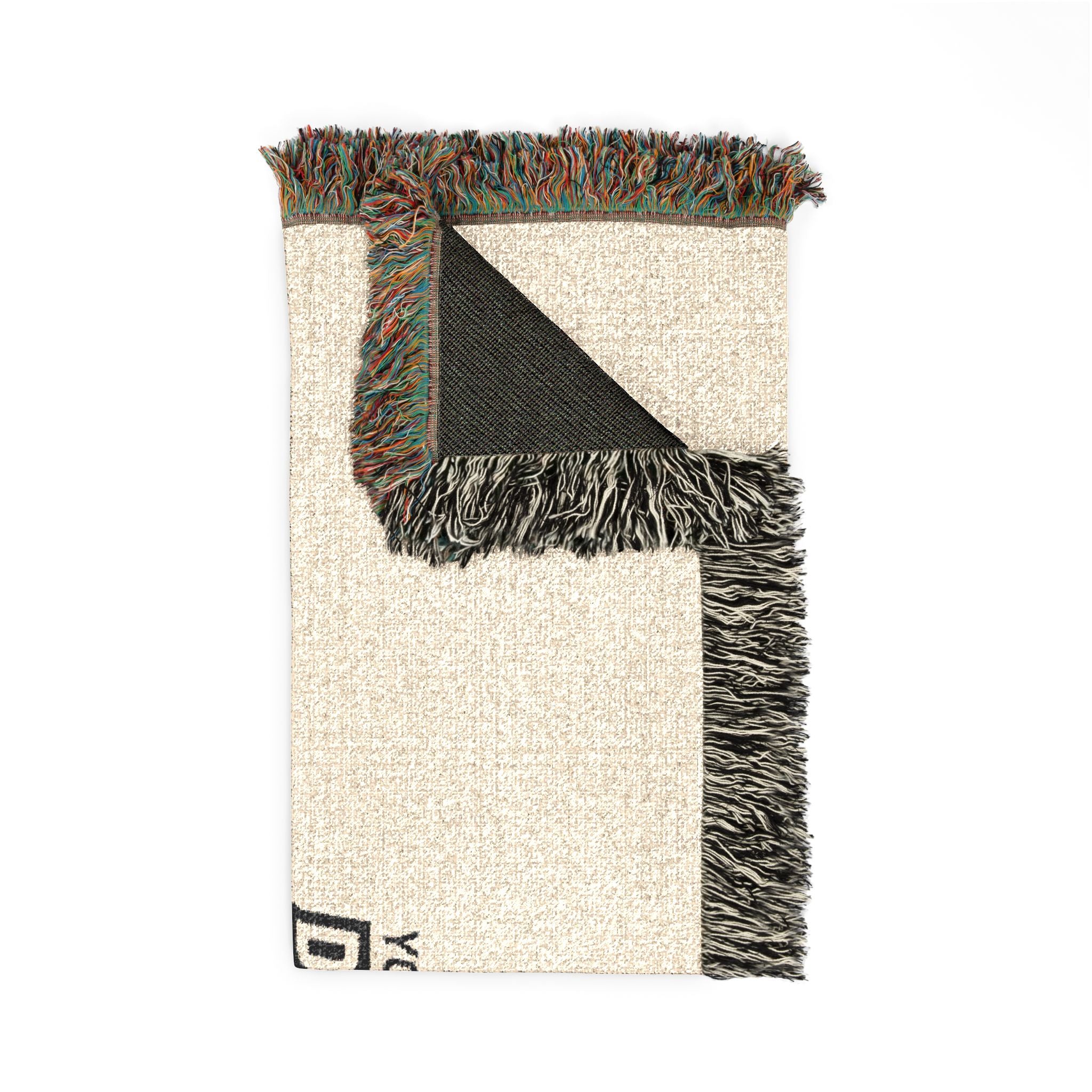 Woven Blanket - Minimal Logo Throw Blanket (Cozy Neutral & Charcoal)