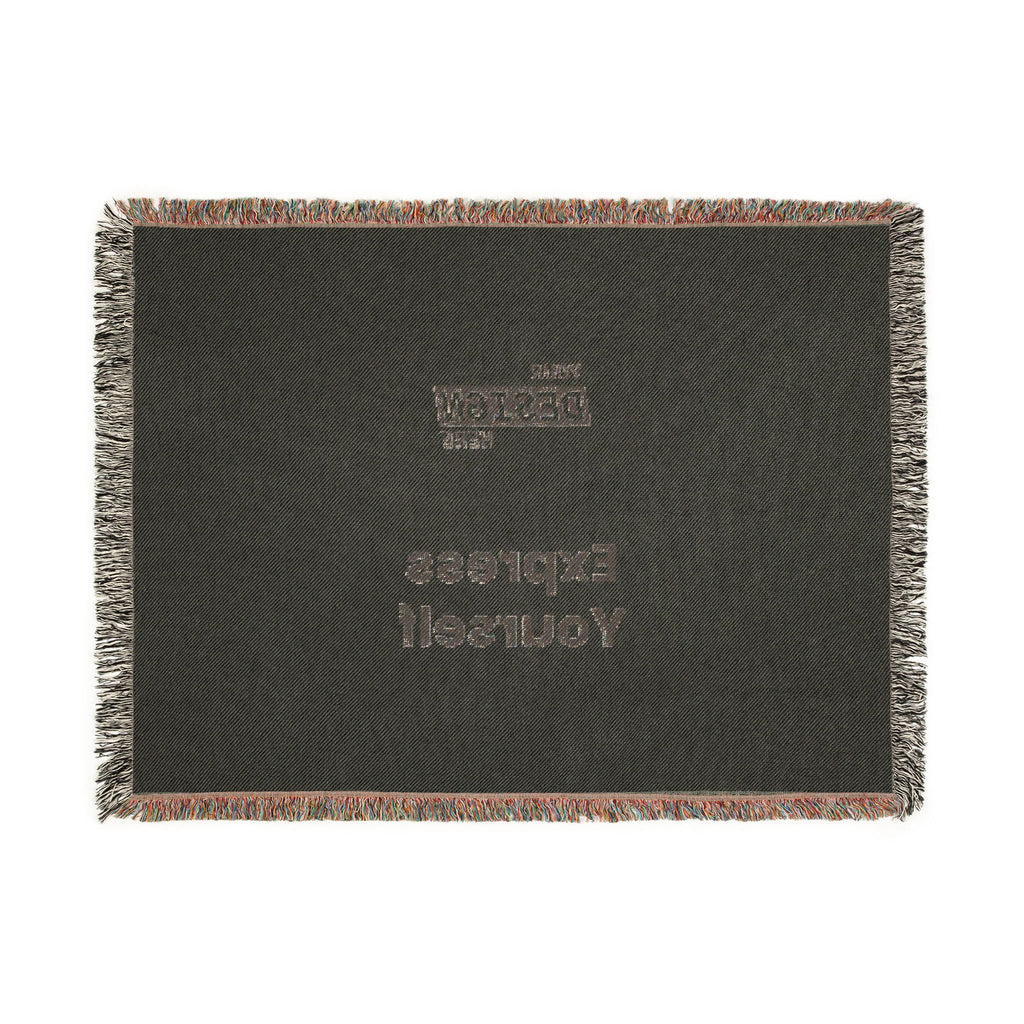 Woven Blanket - Minimal Logo Throw Blanket (Cozy Neutral & Charcoal)