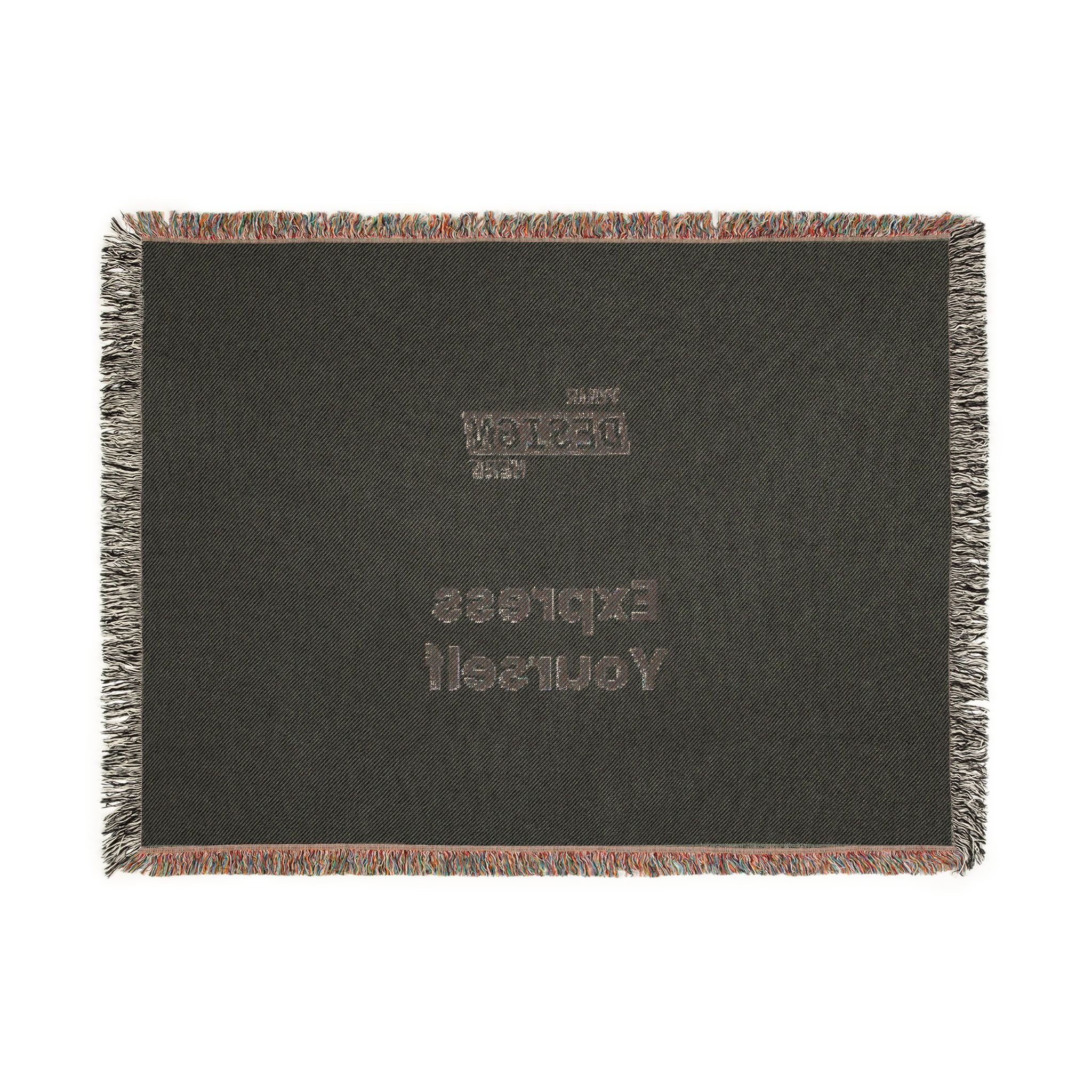 Woven Blanket - Minimal Logo Throw Blanket (Cozy Neutral & Charcoal)
