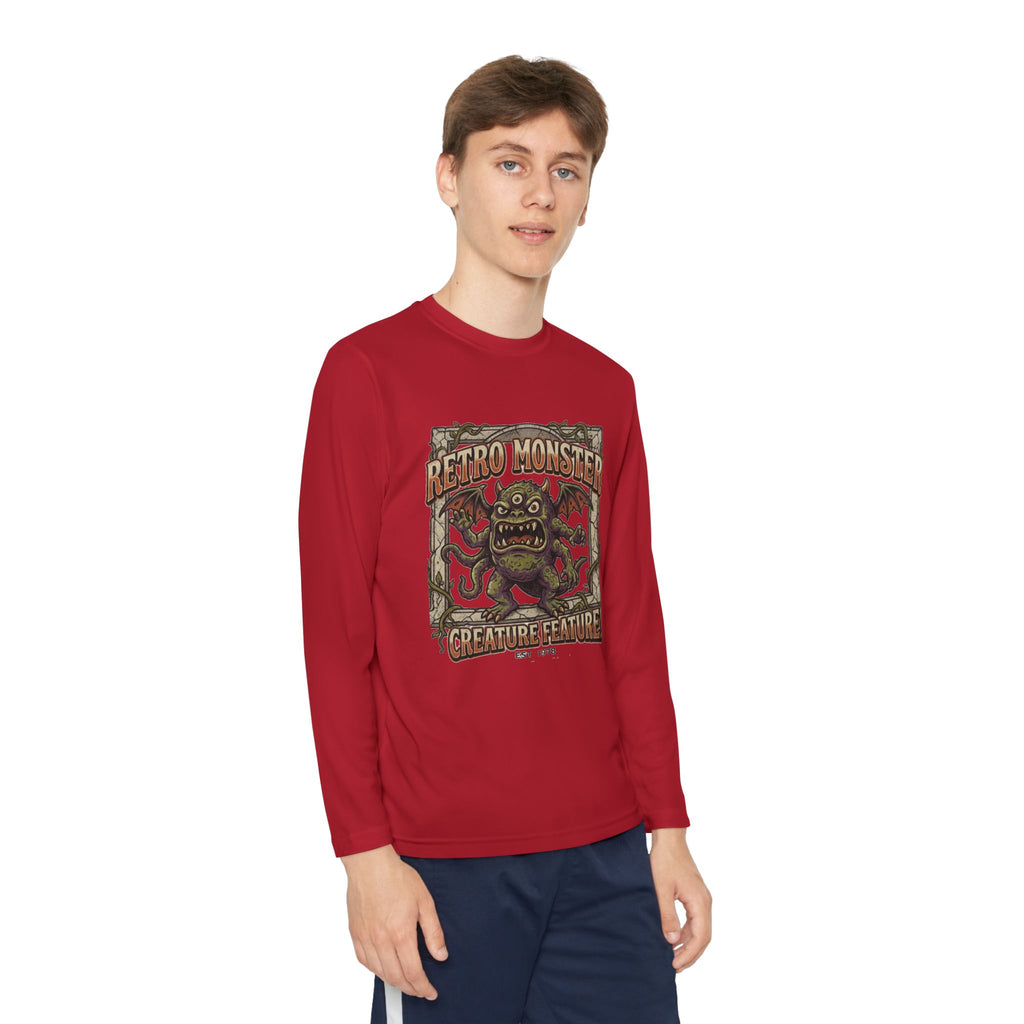 Youth Long Sleeve Tee — Retro Monster "Creature Feature" Graphic