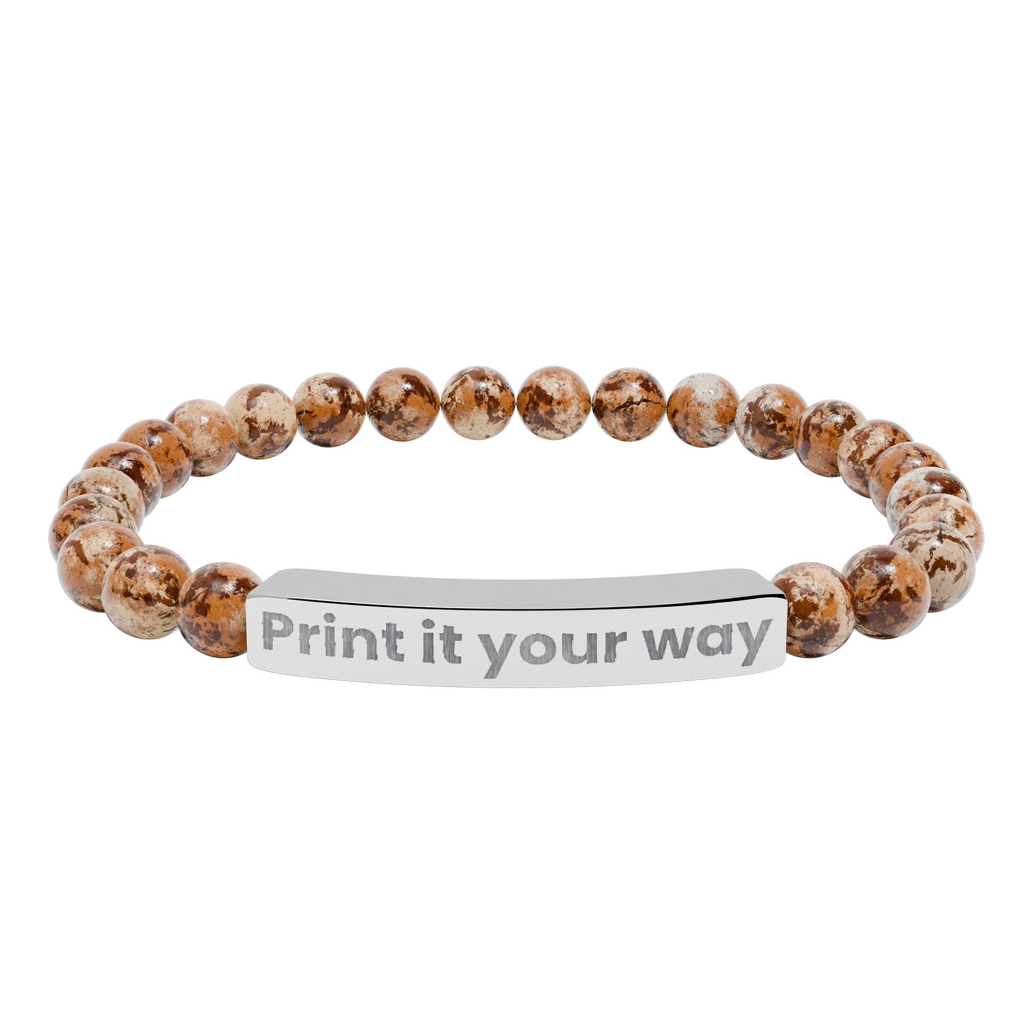 Engravable Natural Stone Stretch Bar Bracelet — Custom Message Beaded Bracelet