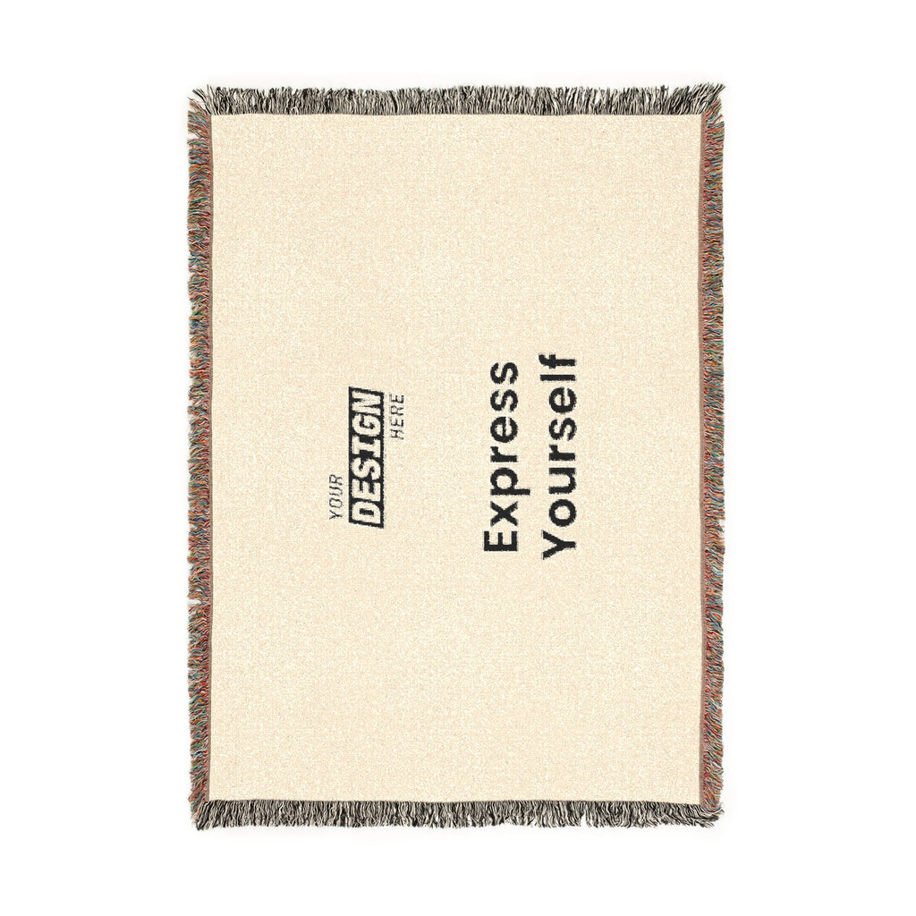 Woven Blanket - Minimal Logo Throw Blanket (Cozy Neutral & Charcoal)