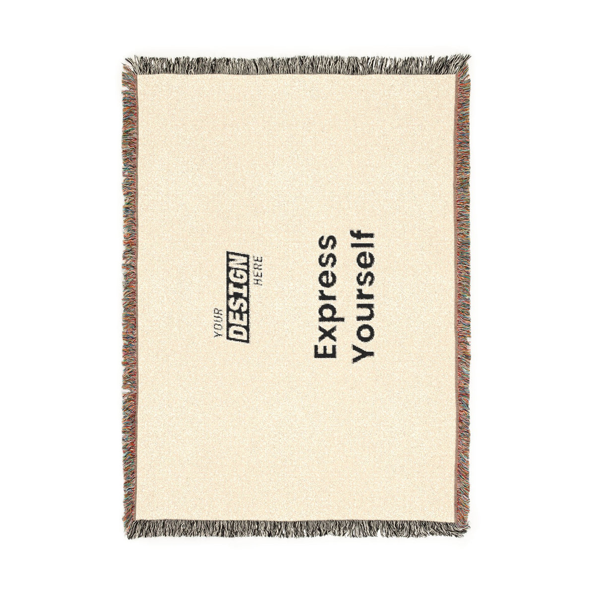 Woven Blanket - Minimal Logo Throw Blanket (Cozy Neutral & Charcoal)