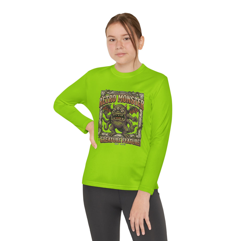 Youth Long Sleeve Tee — Retro Monster "Creature Feature" Graphic