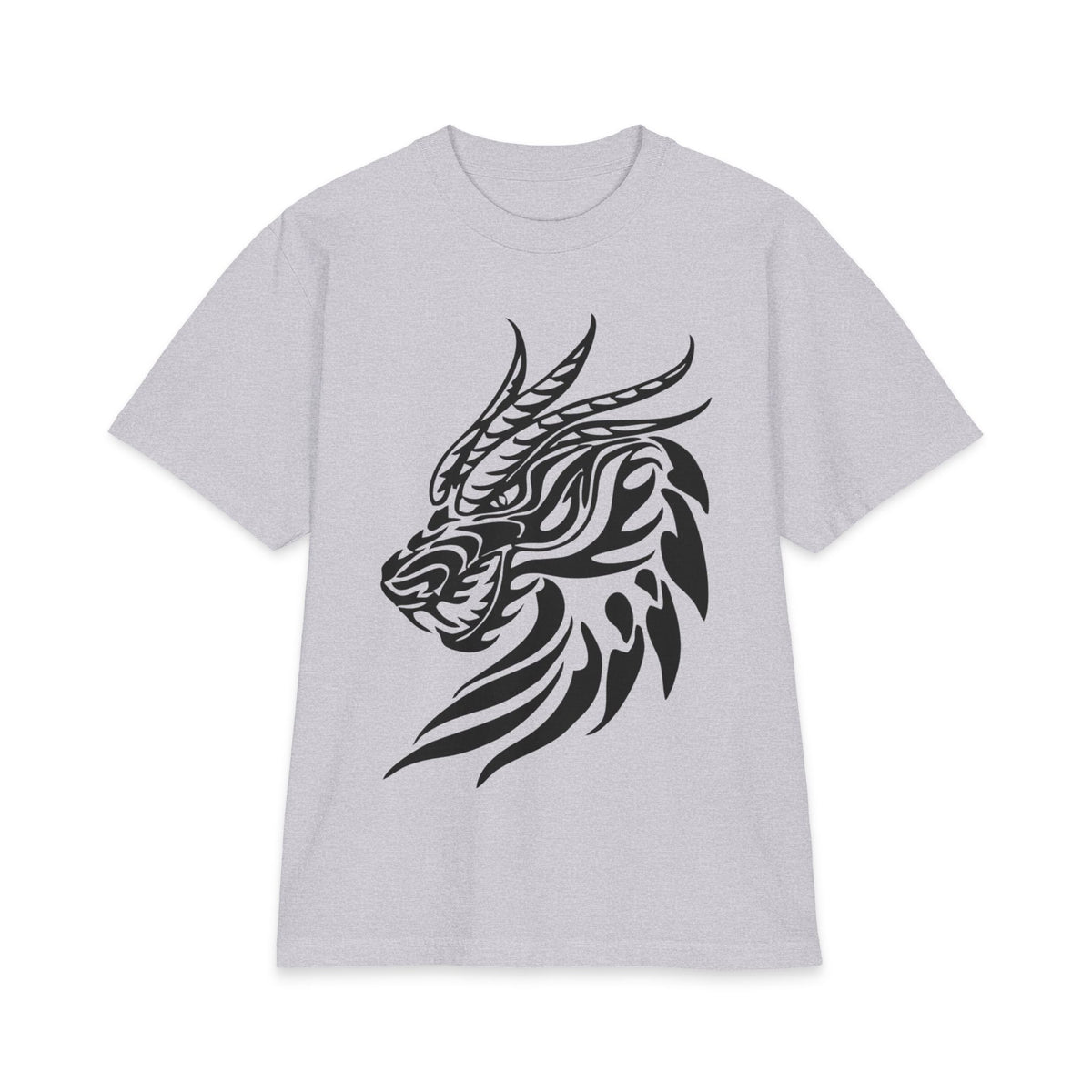 Tribal Dragon Head T-Shirt — Bold Black Mythic Design