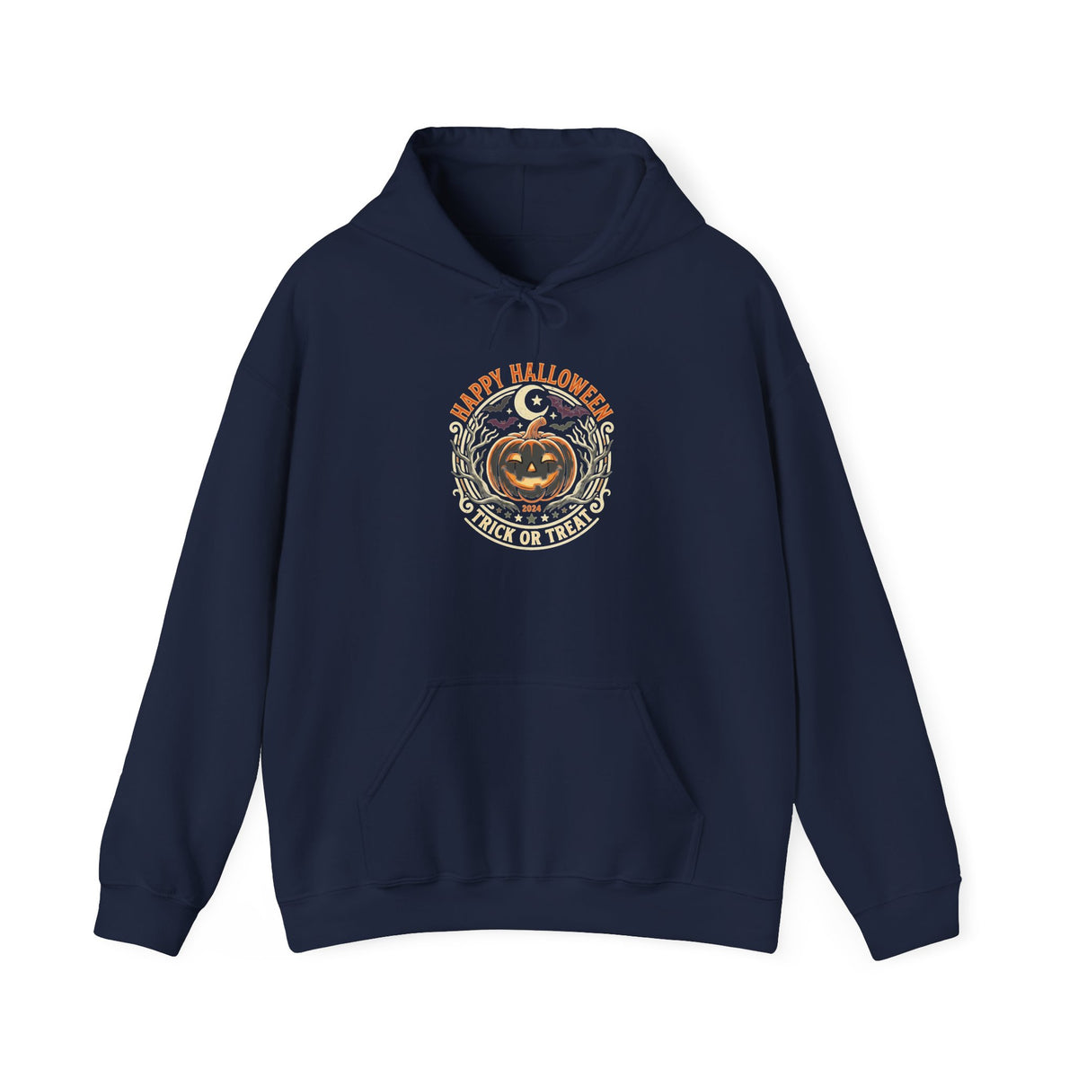 Halloween Pumpkin Hoodie — Happy Halloween Vintage Witch & Spooky Vibes Pullover