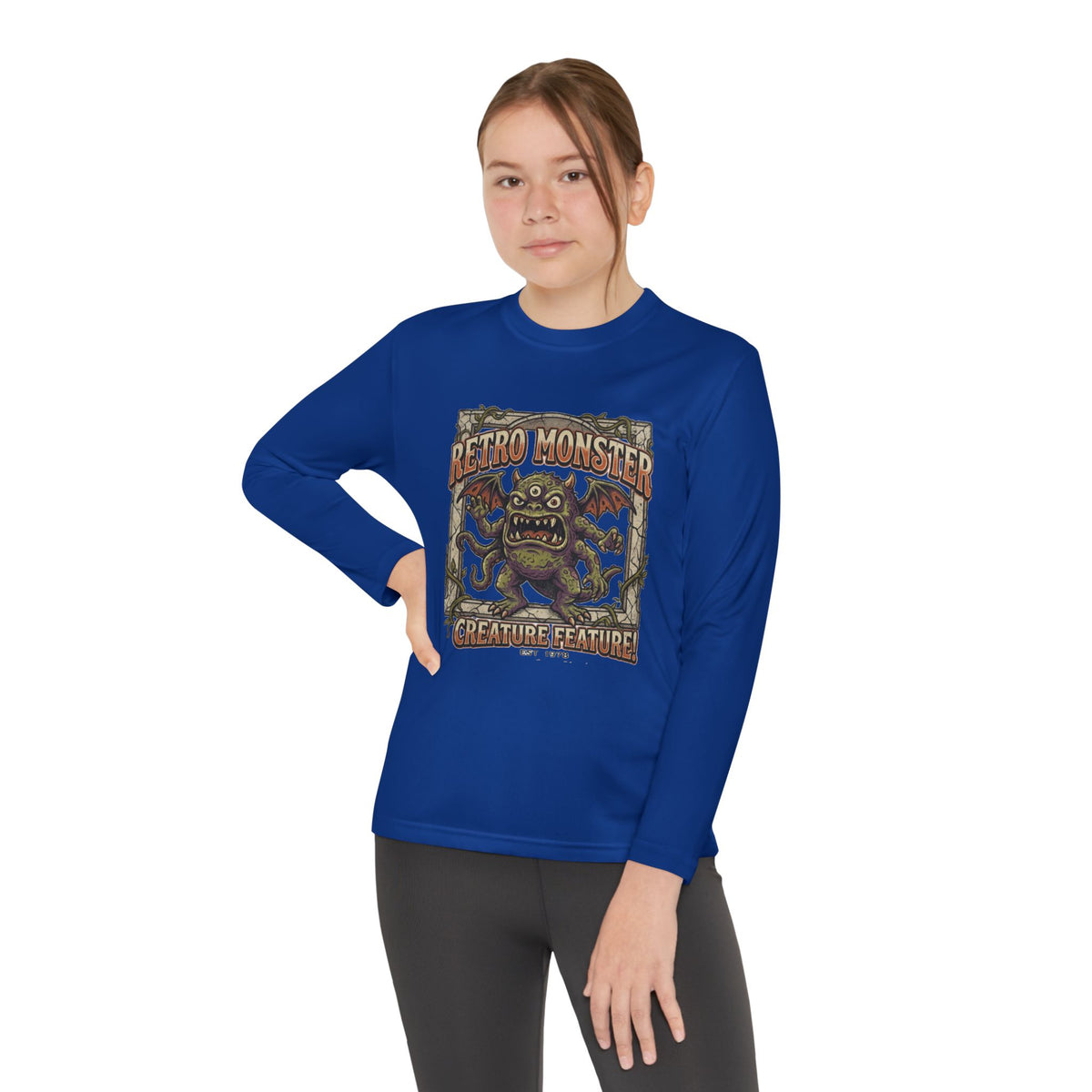 Youth Long Sleeve Tee — Retro Monster "Creature Feature" Graphic
