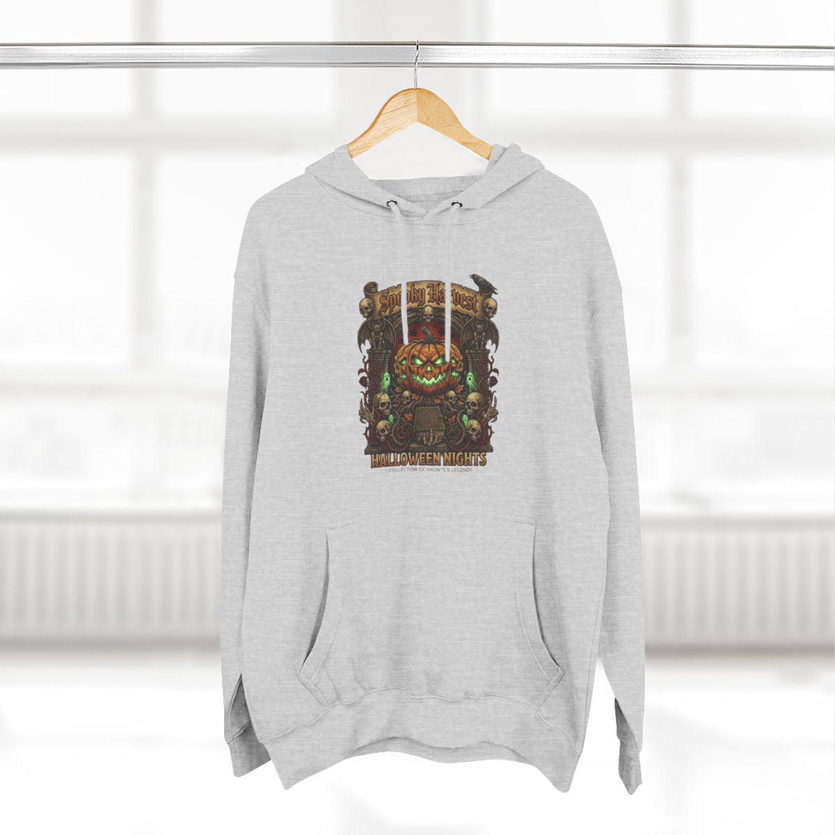 Halloween Pumpkin Demon Hoodie - Spooky Vintage Horror Graphic Fleece