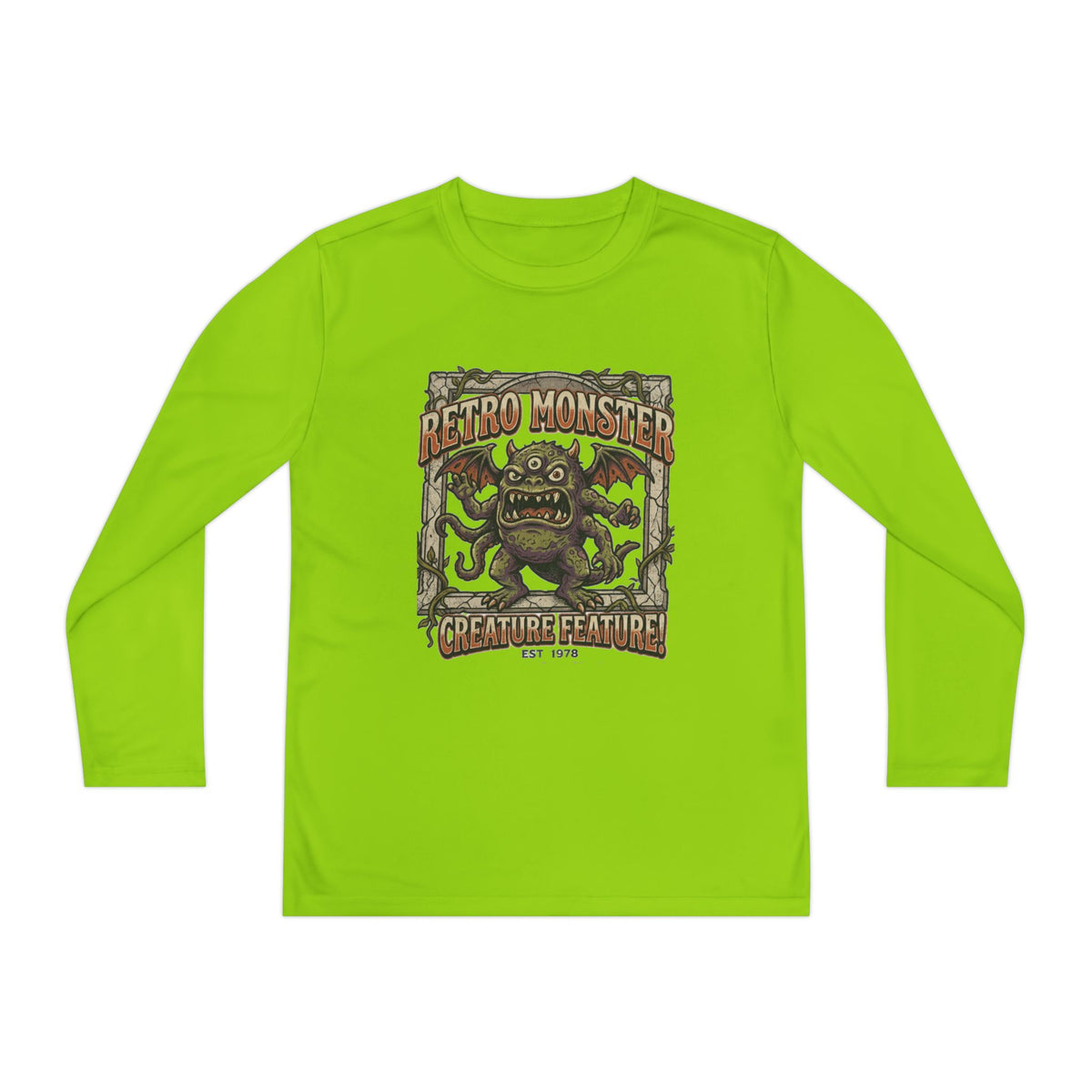 Youth Long Sleeve Tee — Retro Monster "Creature Feature" Graphic