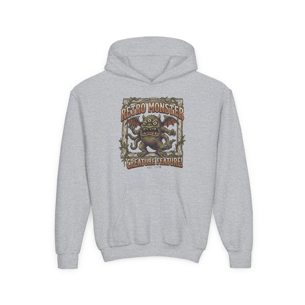 Youth Hoodie — "Retro Monster: Creature Feature" Graphic Pullover