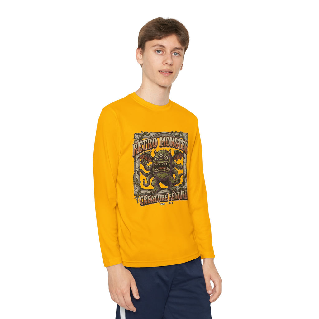 Youth Long Sleeve Tee — Retro Monster "Creature Feature" Graphic