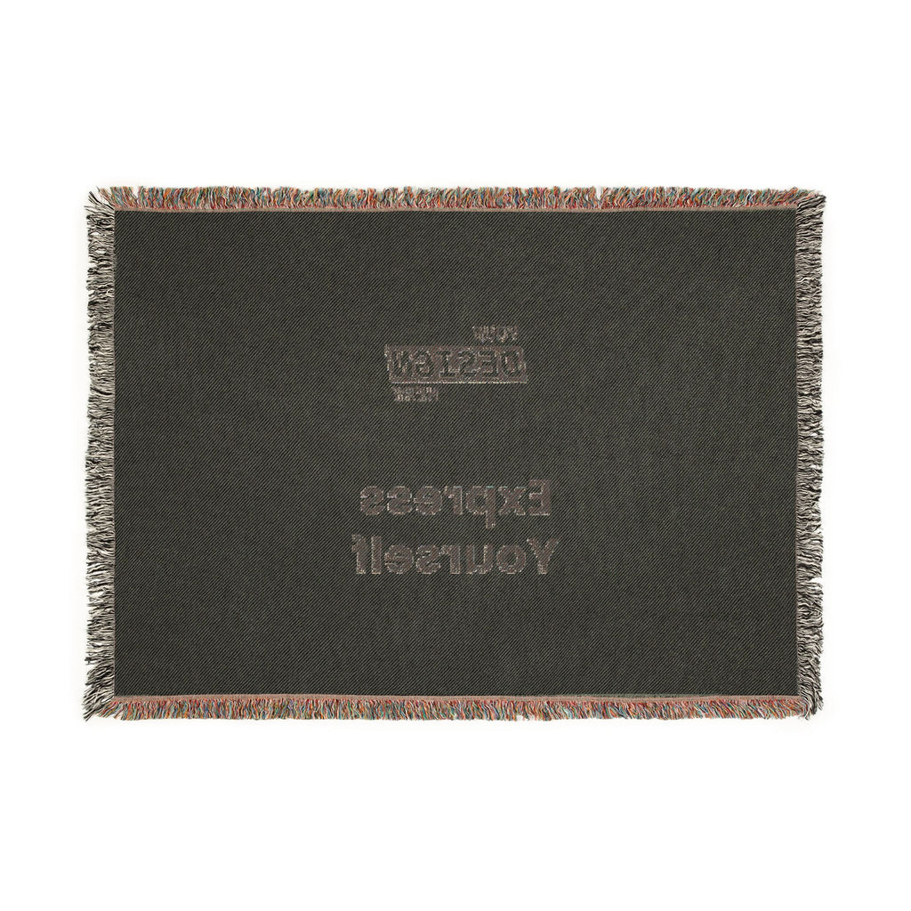 Woven Blanket - Minimal Logo Throw Blanket (Cozy Neutral & Charcoal)