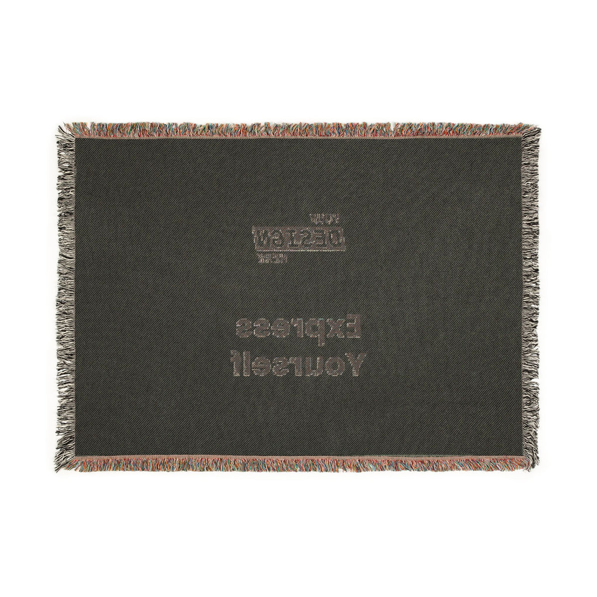 Woven Blanket - Minimal Logo Throw Blanket (Cozy Neutral & Charcoal)