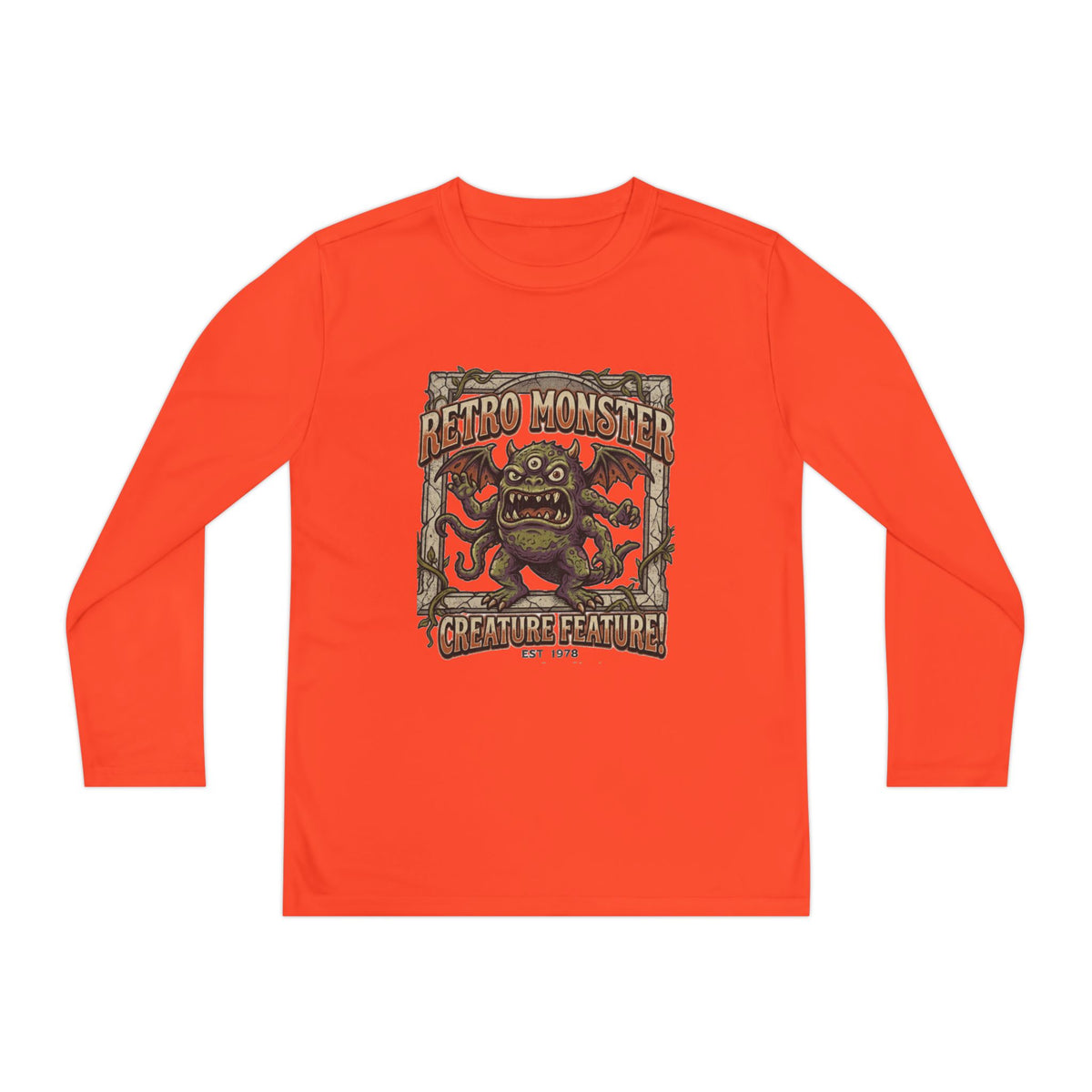 Youth Long Sleeve Tee — Retro Monster "Creature Feature" Graphic