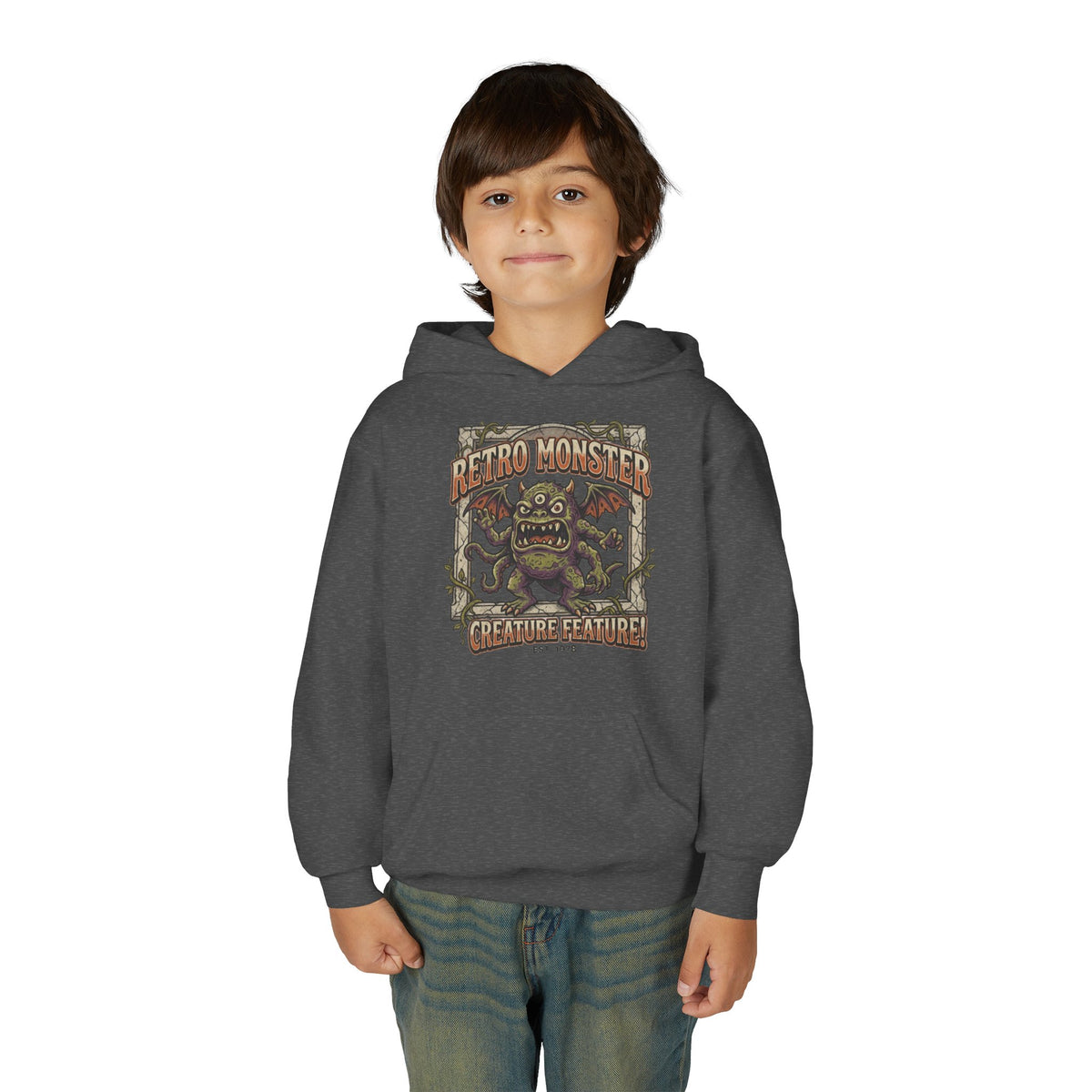 Youth Hoodie — "Retro Monster: Creature Feature" Graphic Pullover