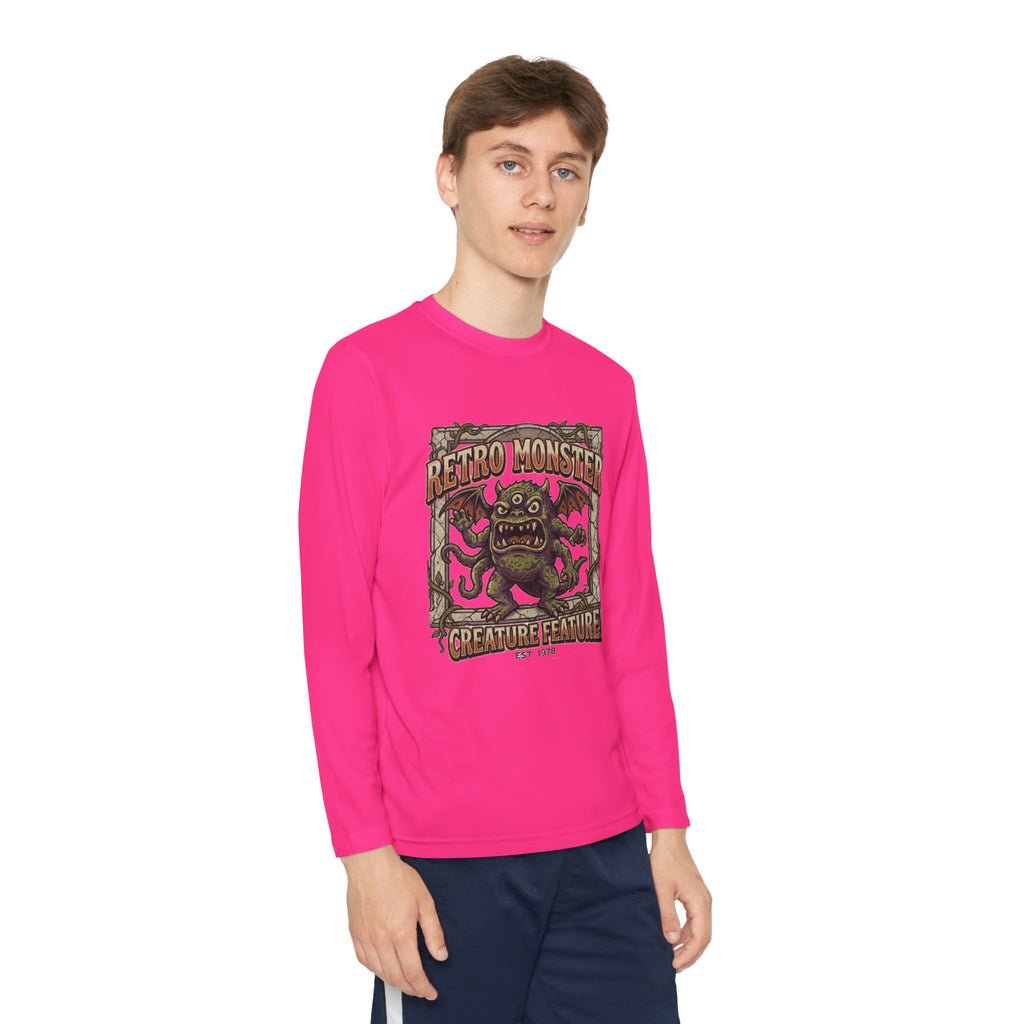 Youth Long Sleeve Tee — Retro Monster "Creature Feature" Graphic