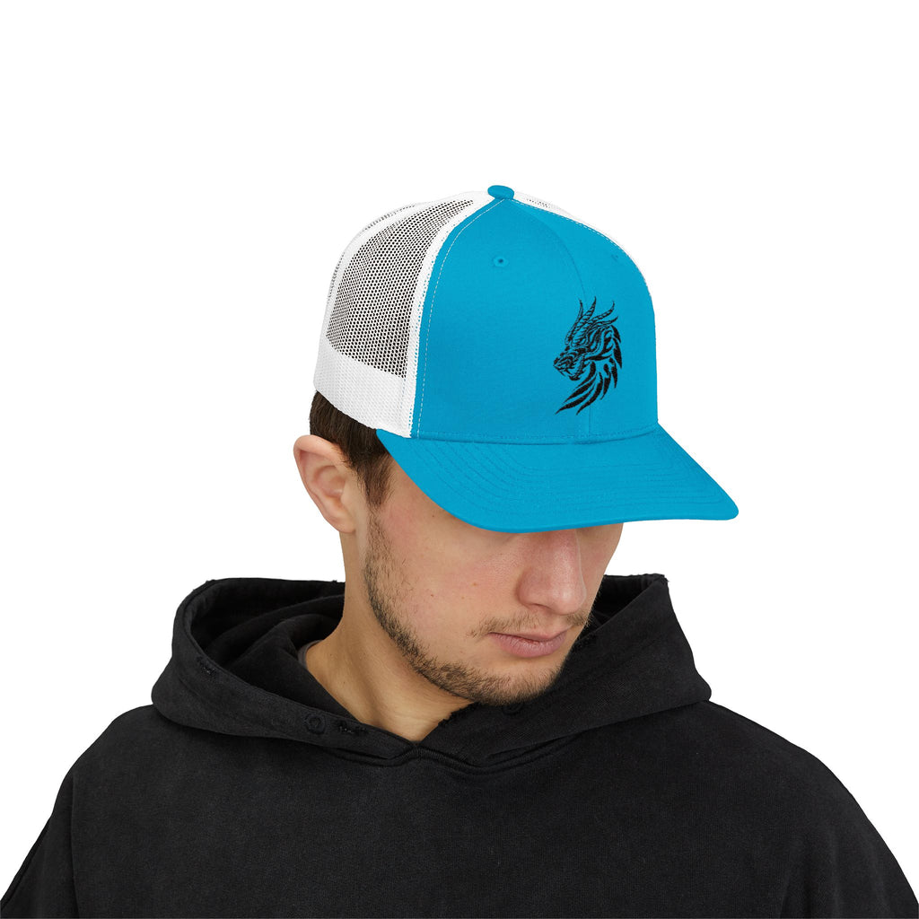 Trucker Cap — Black Tribal Dragon Snapback