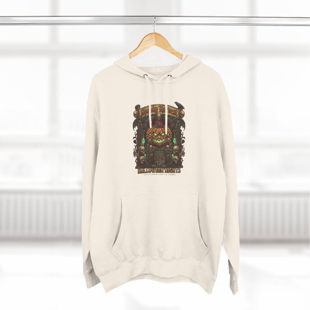 Halloween Pumpkin Demon Hoodie - Spooky Vintage Horror Graphic Fleece
