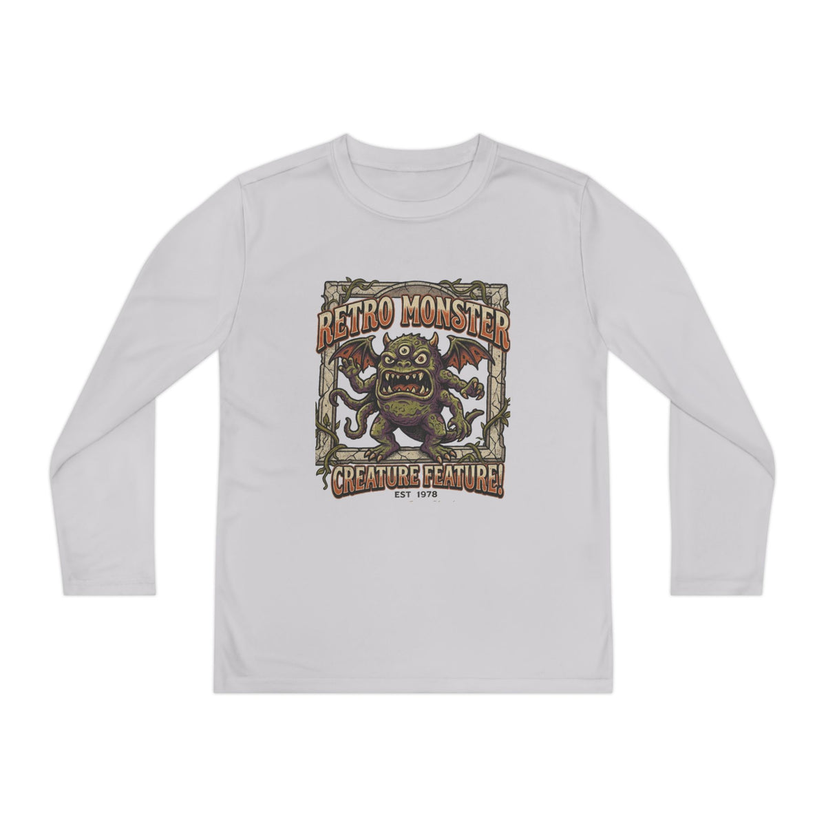 Youth Long Sleeve Tee — Retro Monster "Creature Feature" Graphic