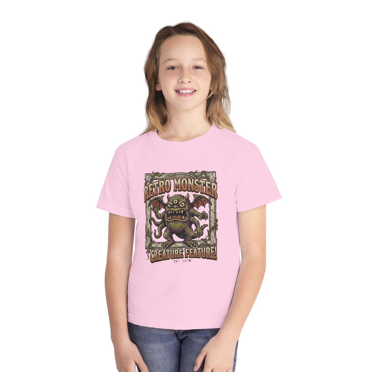 Retro Monster Youth Tee - 'Creature Feature' Vintage Graphic Kids Shirt