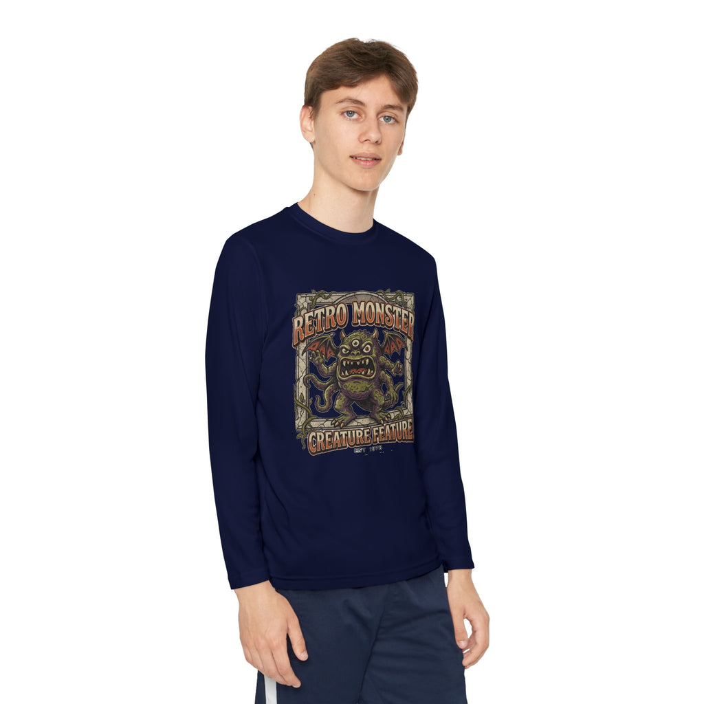 Youth Long Sleeve Tee — Retro Monster "Creature Feature" Graphic