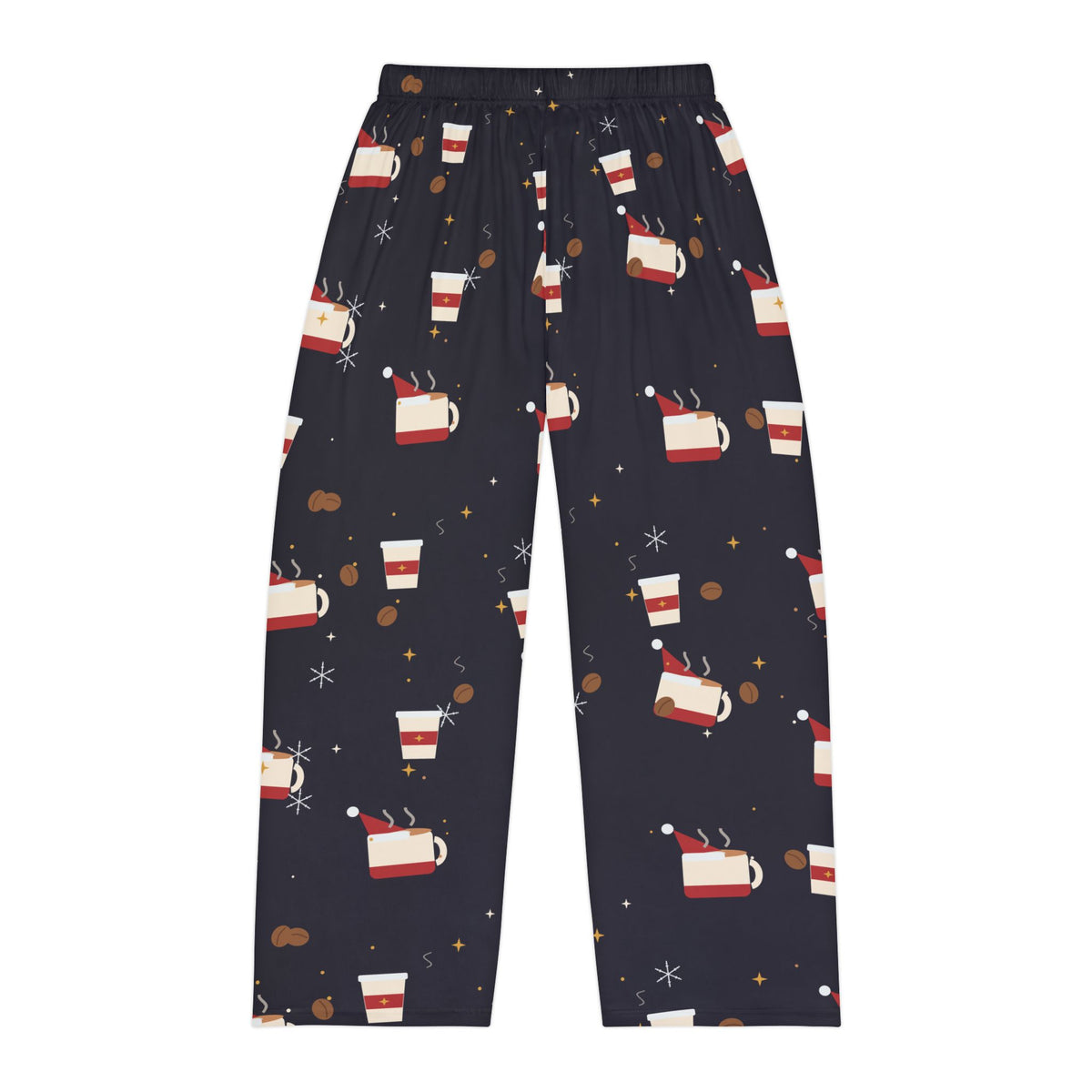 Santa Runs on Coffee Men's Christmas Pajama Pants - Charcoal — Funny Coffee Lover Lounge Pants, Holiday PJ Bottoms for Him