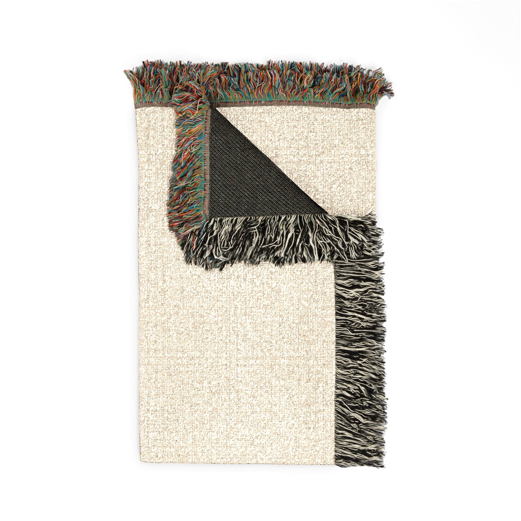 Woven Blanket - Minimal Logo Throw Blanket (Cozy Neutral & Charcoal)