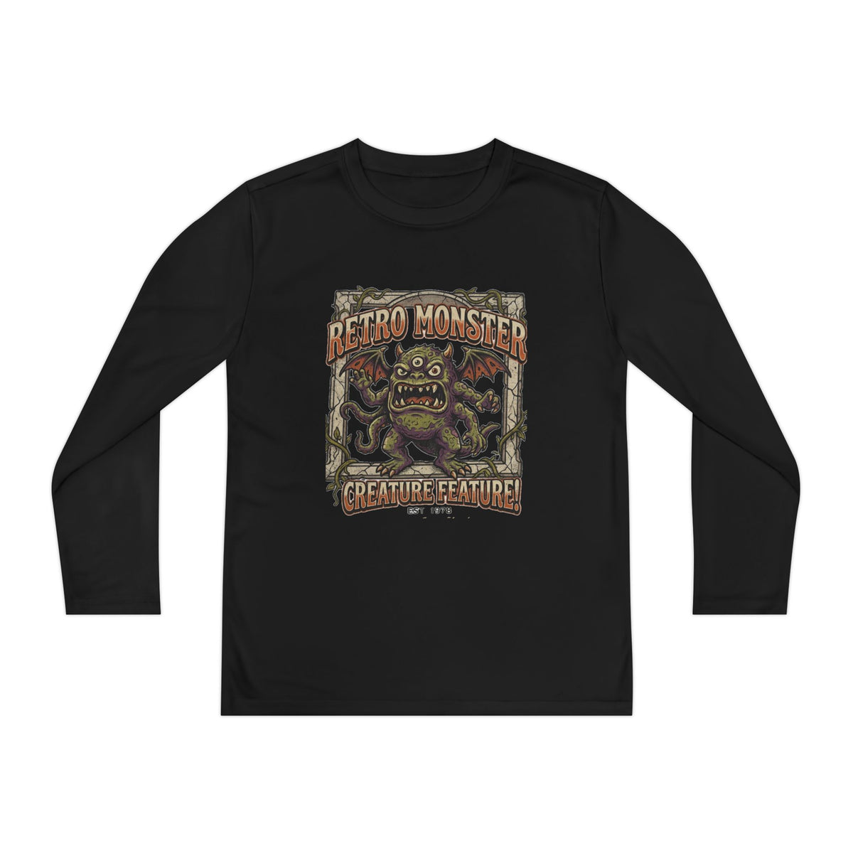 Youth Long Sleeve Tee — Retro Monster "Creature Feature" Graphic