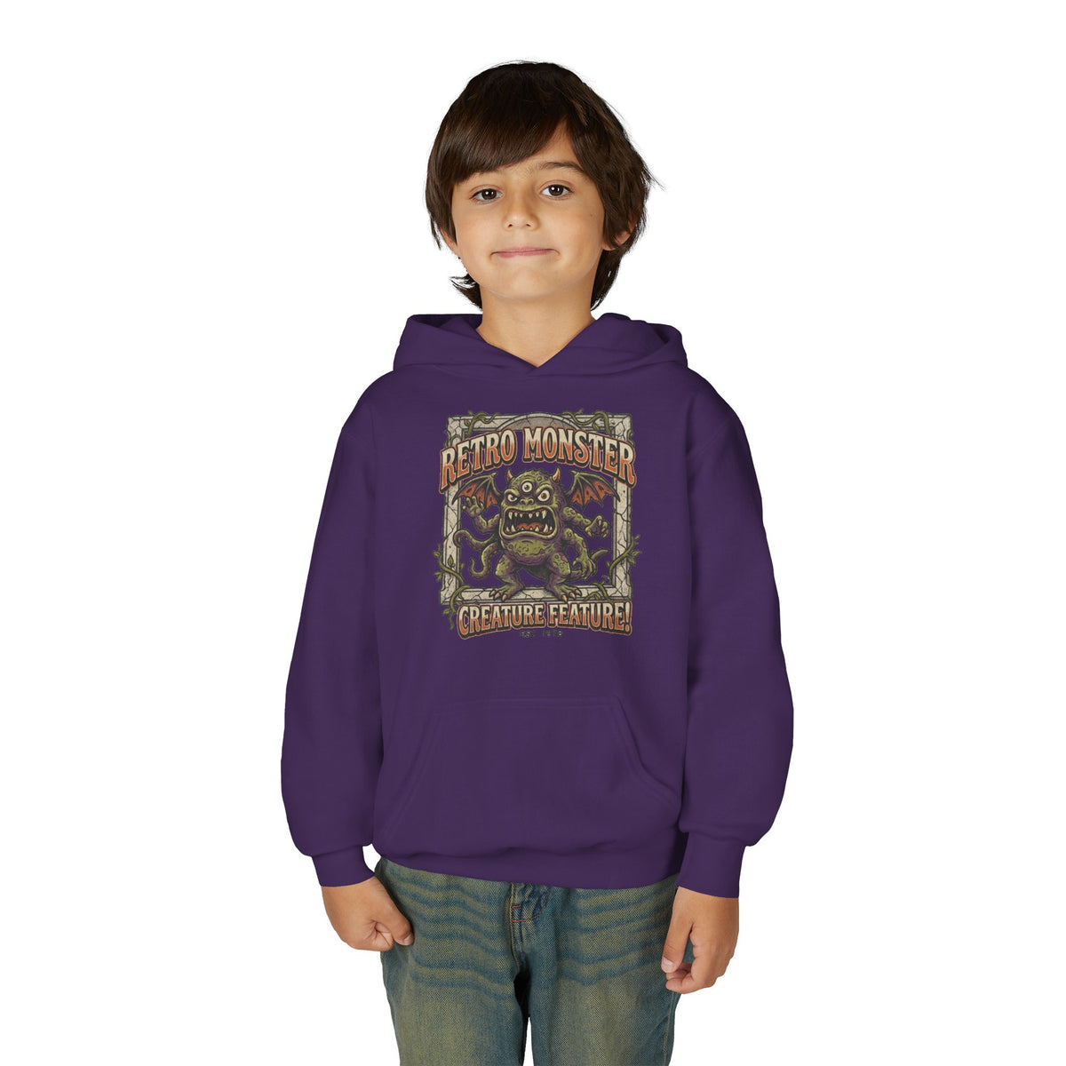 Youth Hoodie — "Retro Monster: Creature Feature" Graphic Pullover