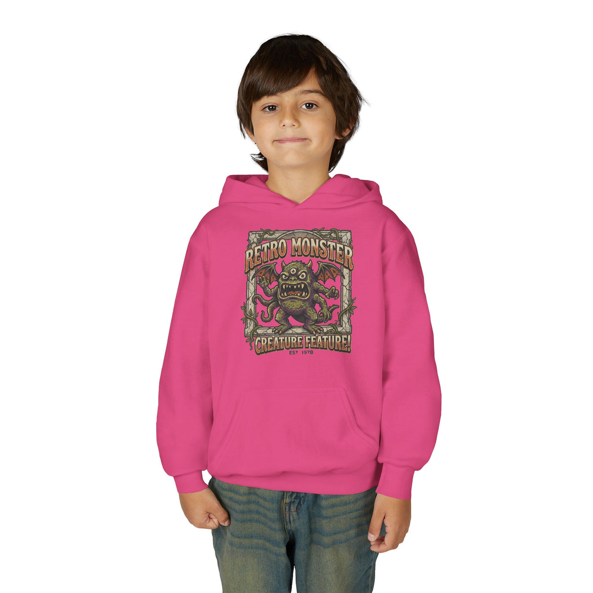 Youth Hoodie — "Retro Monster: Creature Feature" Graphic Pullover