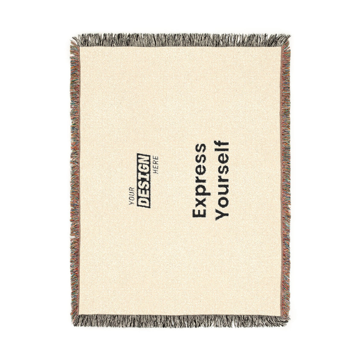Woven Blanket - Minimal Logo Throw Blanket (Cozy Neutral & Charcoal)