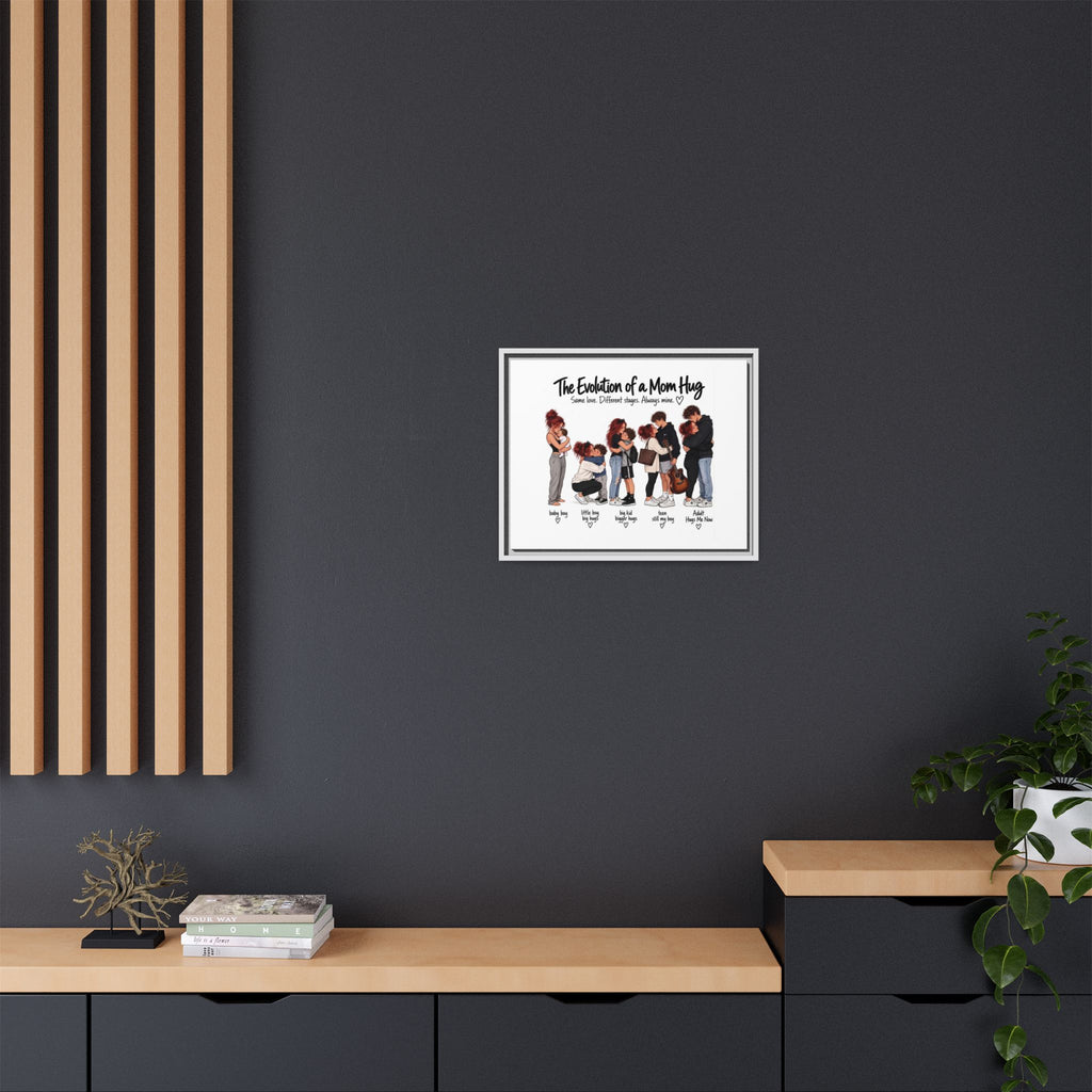 Framed Canvas Wall Art - "The Evolution of a Mom Hug Boy" Family Illustration