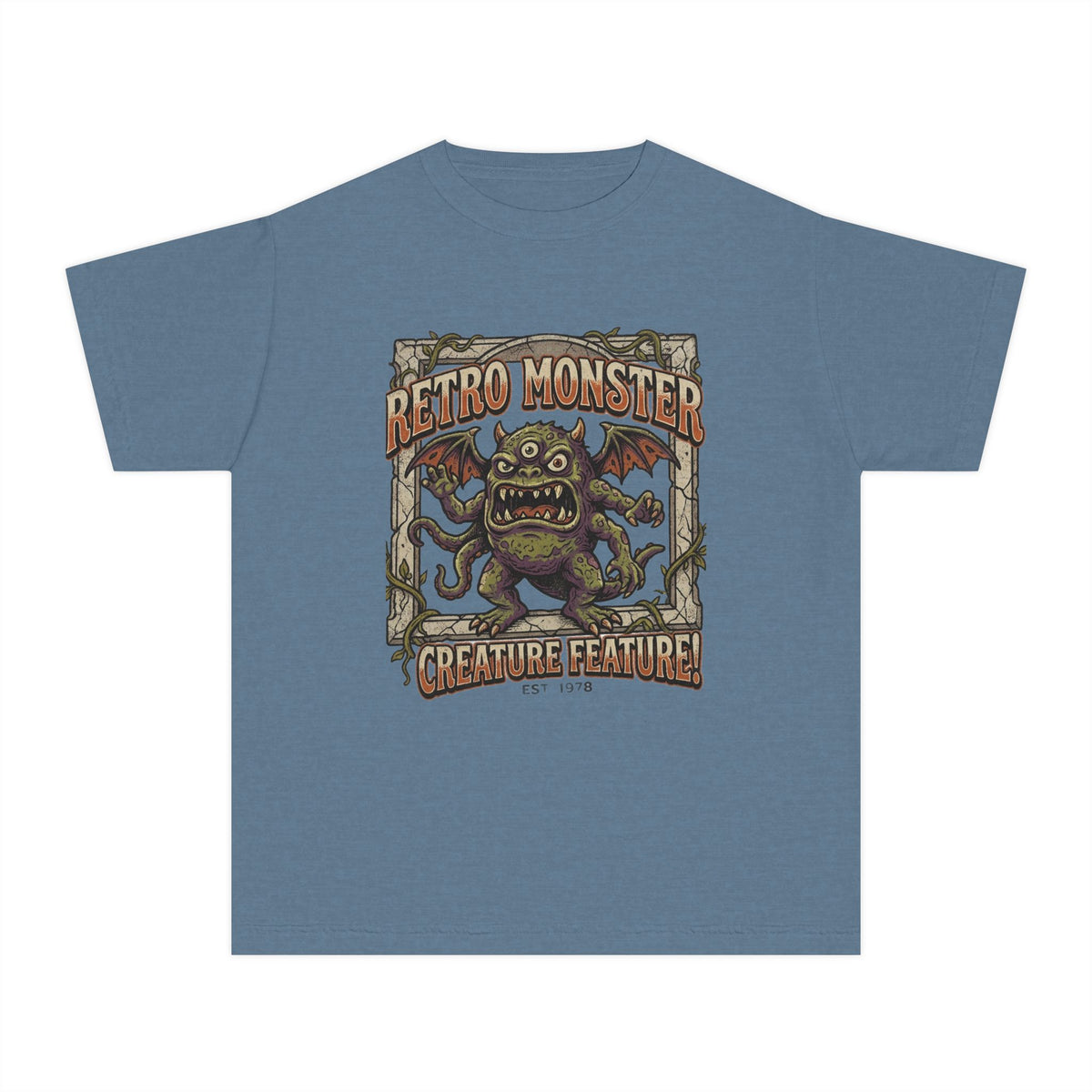 Retro Monster Youth Tee - 'Creature Feature' Vintage Graphic Kids Shirt