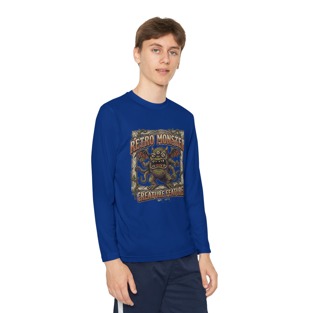 Youth Long Sleeve Tee — Retro Monster "Creature Feature" Graphic