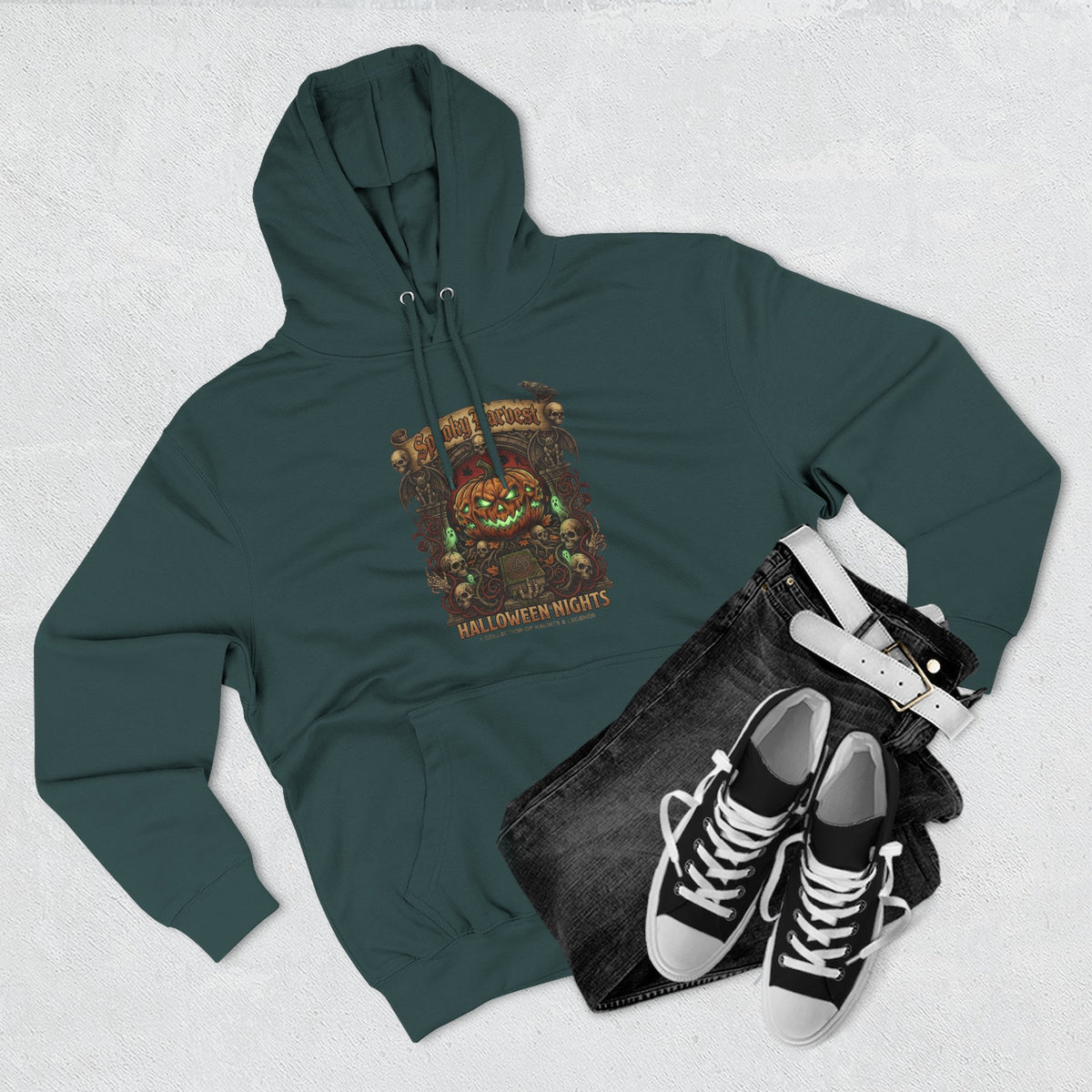Jack-O'-Lantern Shrine Halloween Hoodie — Spooky Pumpkin Graphic Pullover