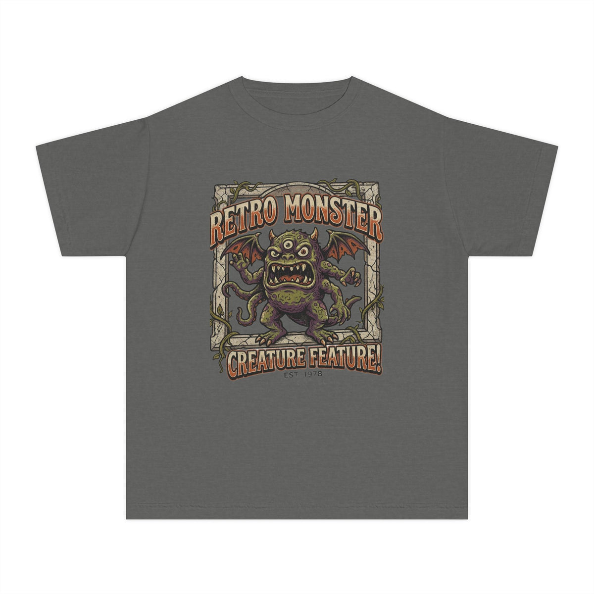 Retro Monster Youth Tee - 'Creature Feature' Vintage Graphic Kids Shirt