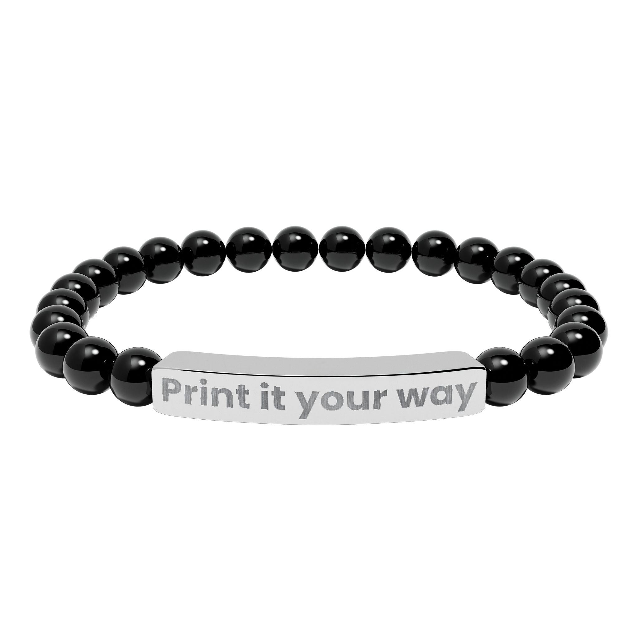 Engravable Natural Stone Stretch Bar Bracelet — Custom Message Beaded Bracelet