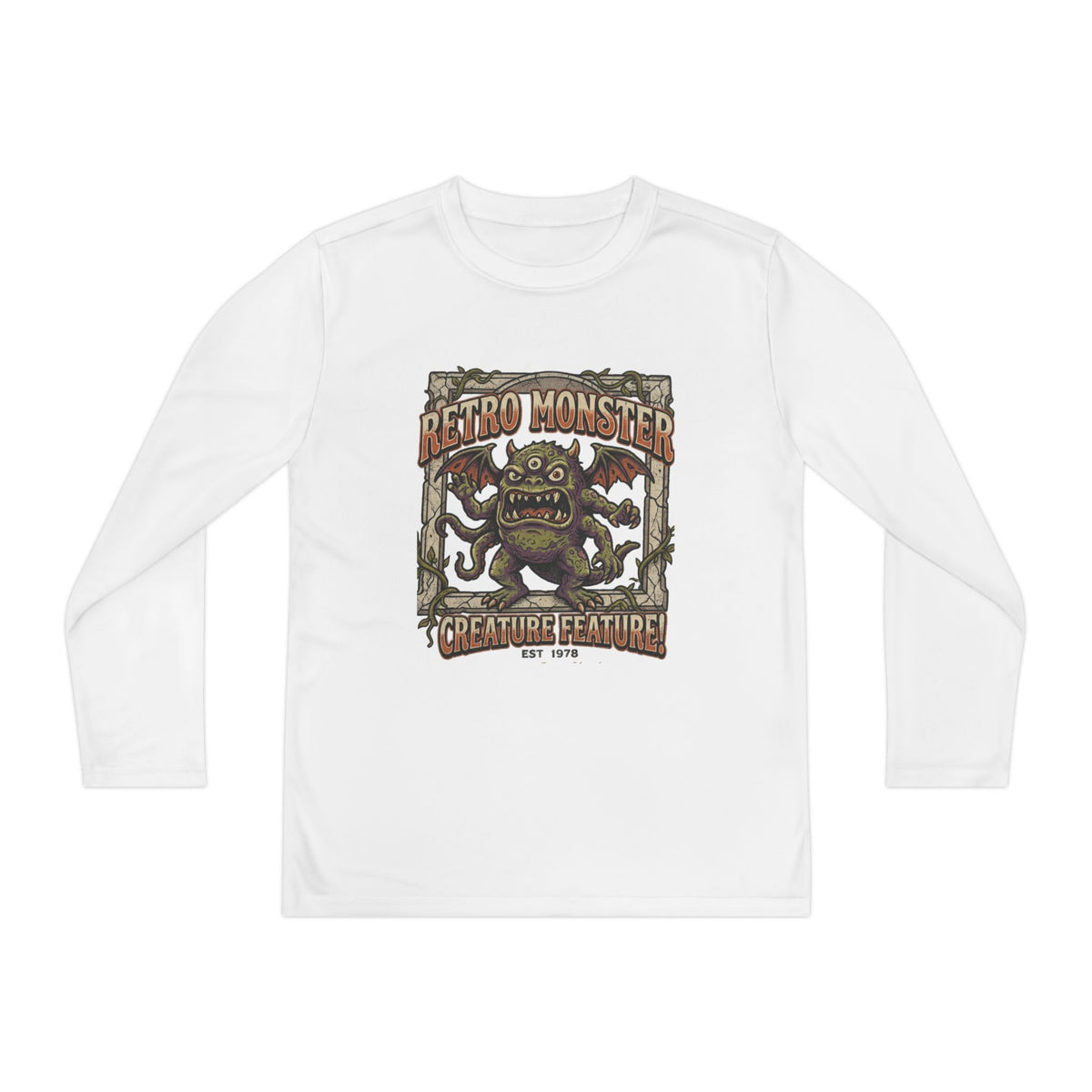 Youth Long Sleeve Tee — Retro Monster "Creature Feature" Graphic
