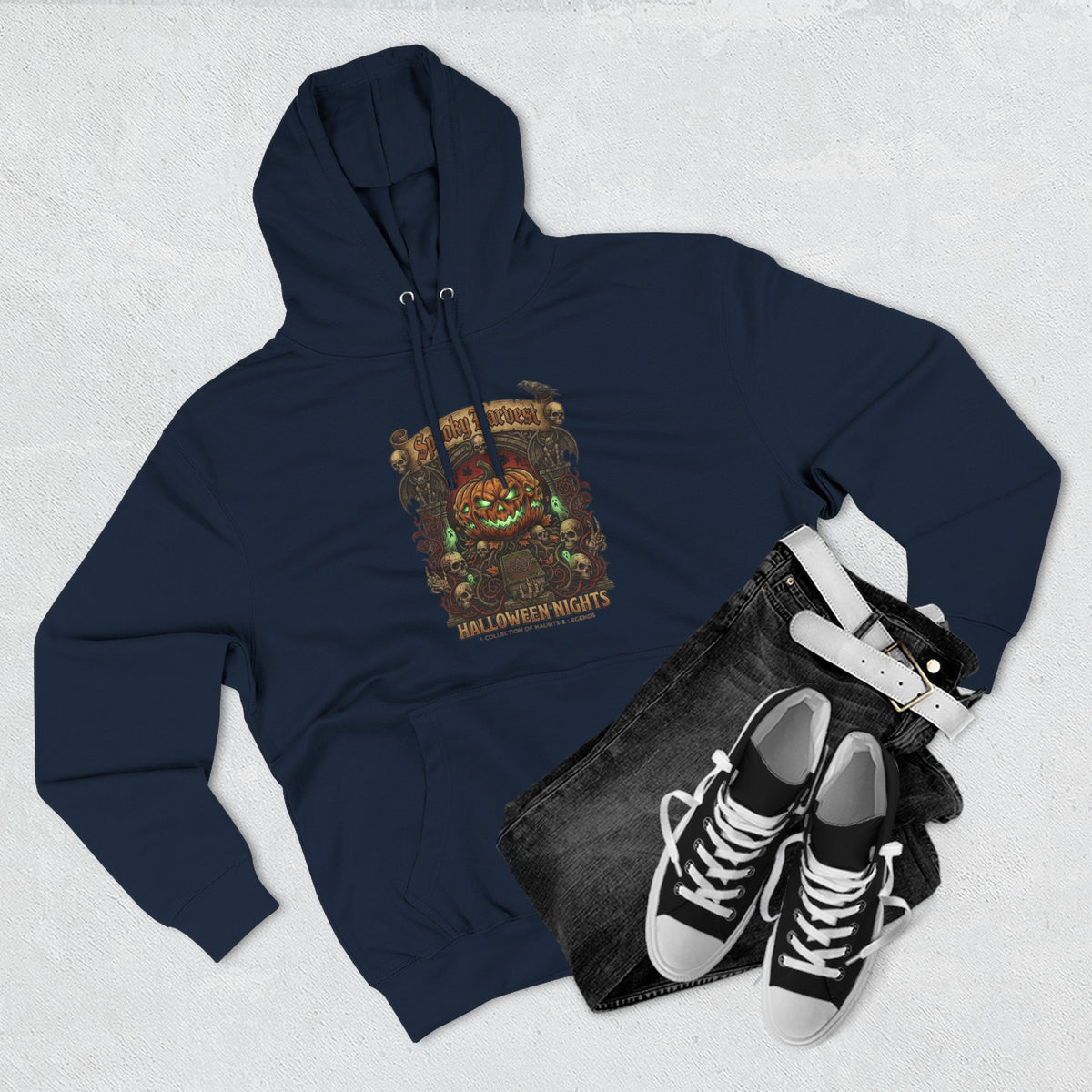 Jack-O'-Lantern Shrine Halloween Hoodie — Spooky Pumpkin Graphic Pullover