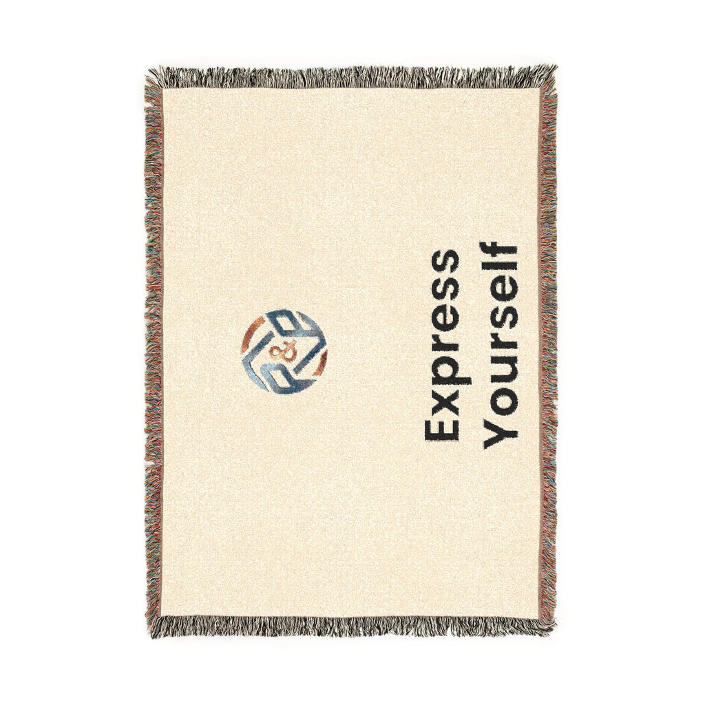 Woven Blanket - Minimal Logo Throw Blanket (Cozy Neutral & Charcoal)