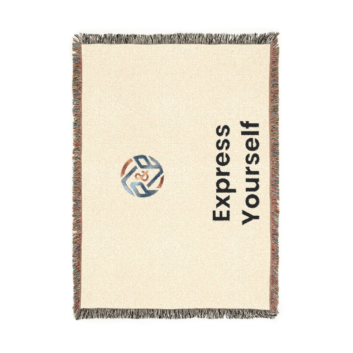 Woven Blanket - Minimal Logo Throw Blanket (Cozy Neutral & Charcoal)
