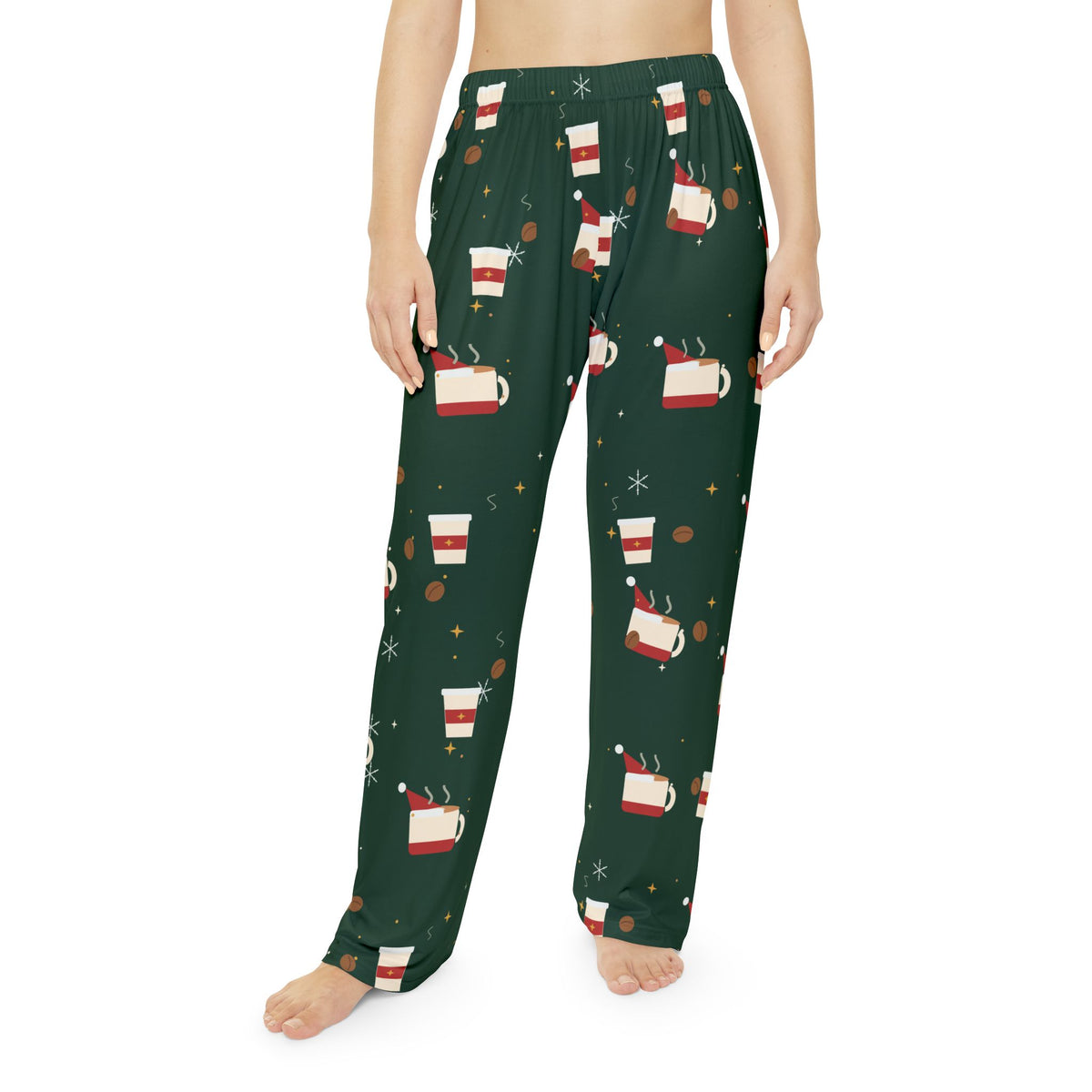 Santa Runs on Coffee Women's Christmas Pajama Pants — Funny Coffee Lover Lounge Pants, Holiday PJ Bottoms for Her
